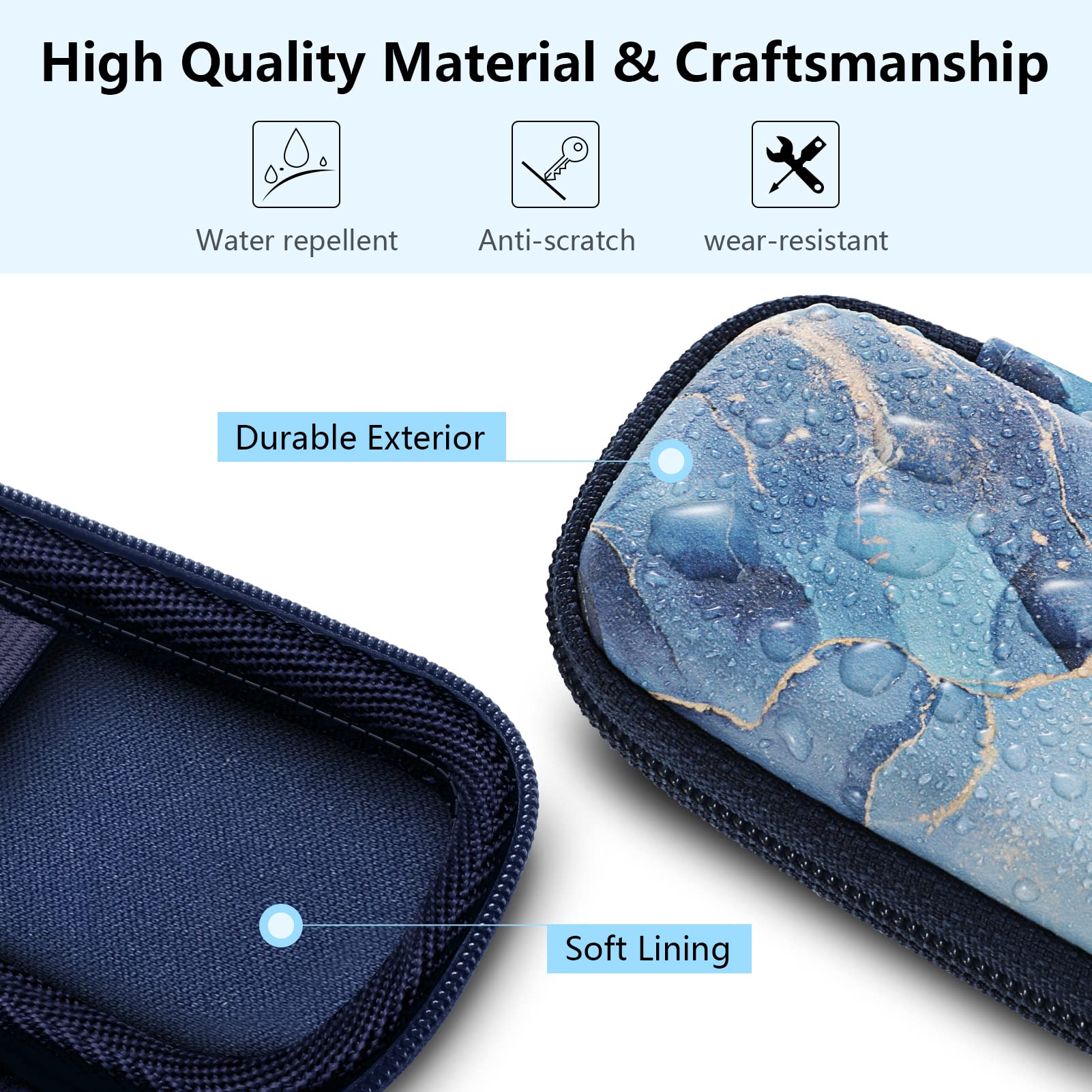 Fintie Carrying Case for Kardia Mobile and Kardia Mobile 6L EKG Device Heart Monitor - Protective Hard EVA Shockproof Storage Portable Travel Cover Bag with Pill Organizer (Ocean Marble) Ocean Marble - Image 3