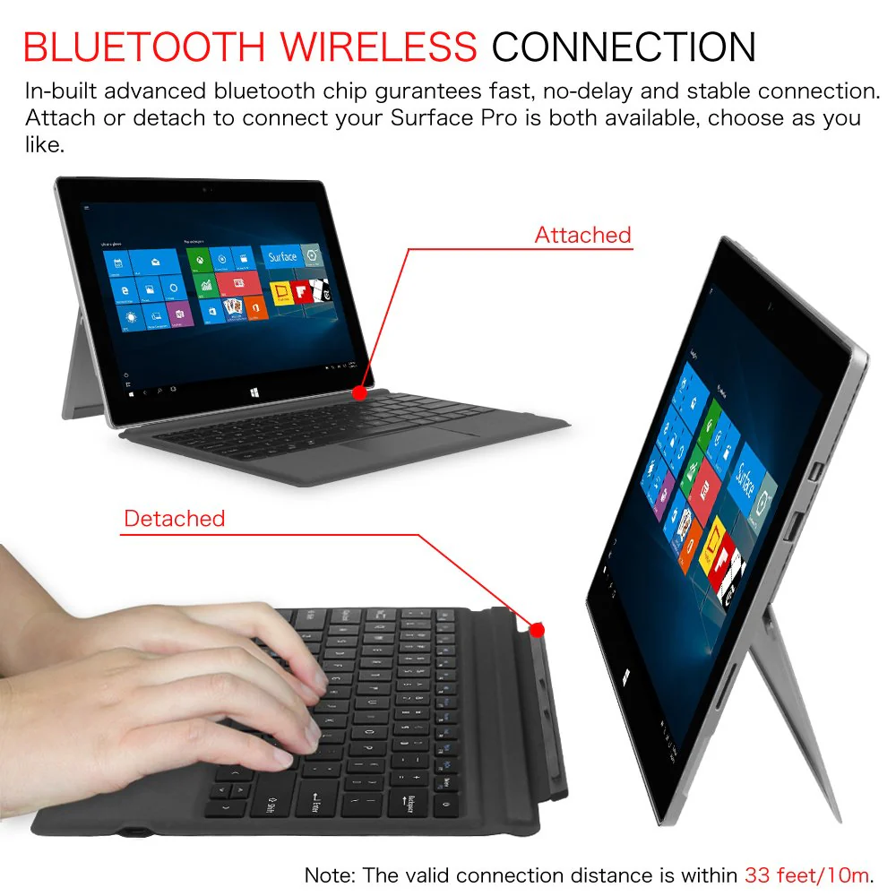 Fintie Type Cover for Microsoft Surface Pro 7 Plus/Pro 7 / Pro 6 / Pro 5 / Pro 4 / Pro 3, Ultrathin Portable Wireless Bluetooth Keyboard with Built-in Rechargeable Battery (Black) - Image 2