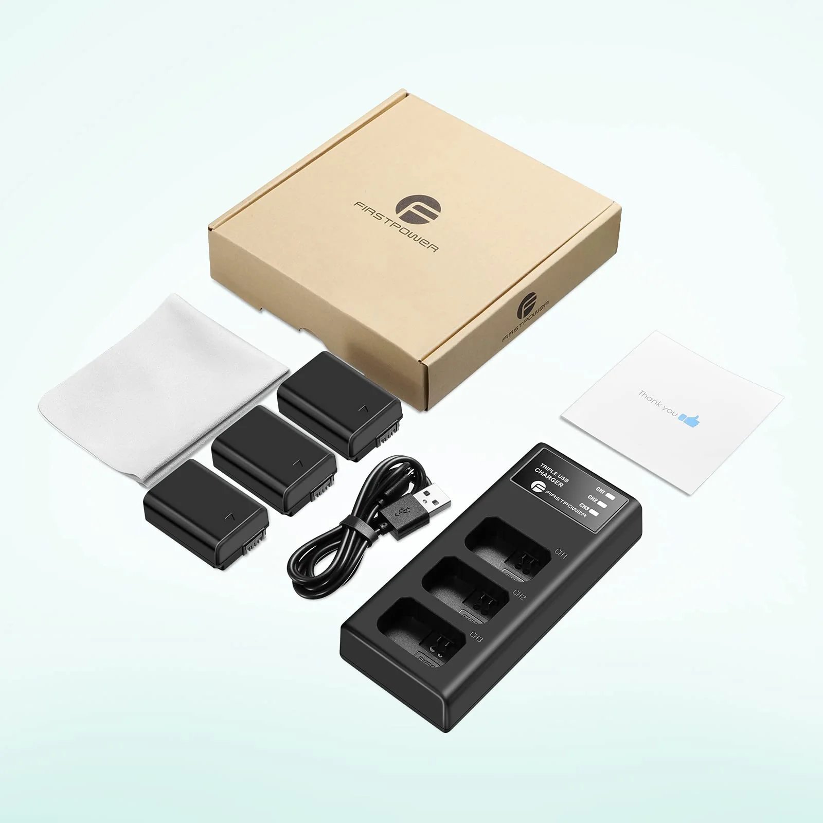 FirstPower NP-FW50 Battery 3-Pack and Triple Slot Charger for Sony Alpha A6000 A6300 A6400 A6500 A7 A7II A7RII A7SII A7S A7S2 A7R A7R2 A5100 A5000 RX10 RX10II ZV-E10 - Image 8