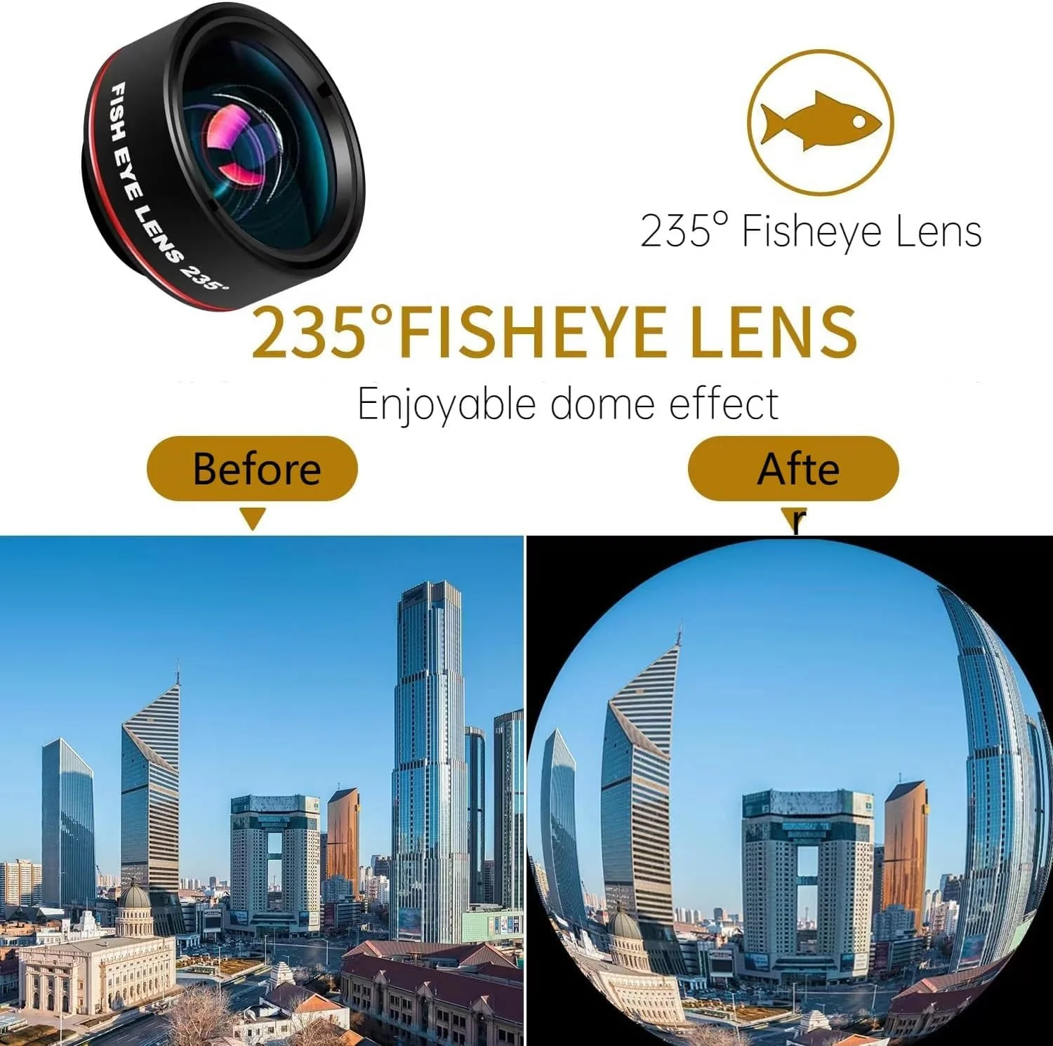 Fisheye 235°,Fish Eye Lens Universal HD Phone Fisheye Lens, Phone Camera Lens, for iPhone 7 8 x xr 11 12 13 14 15 pro max Android Samsung Smartphones (fisheye) - Image 3