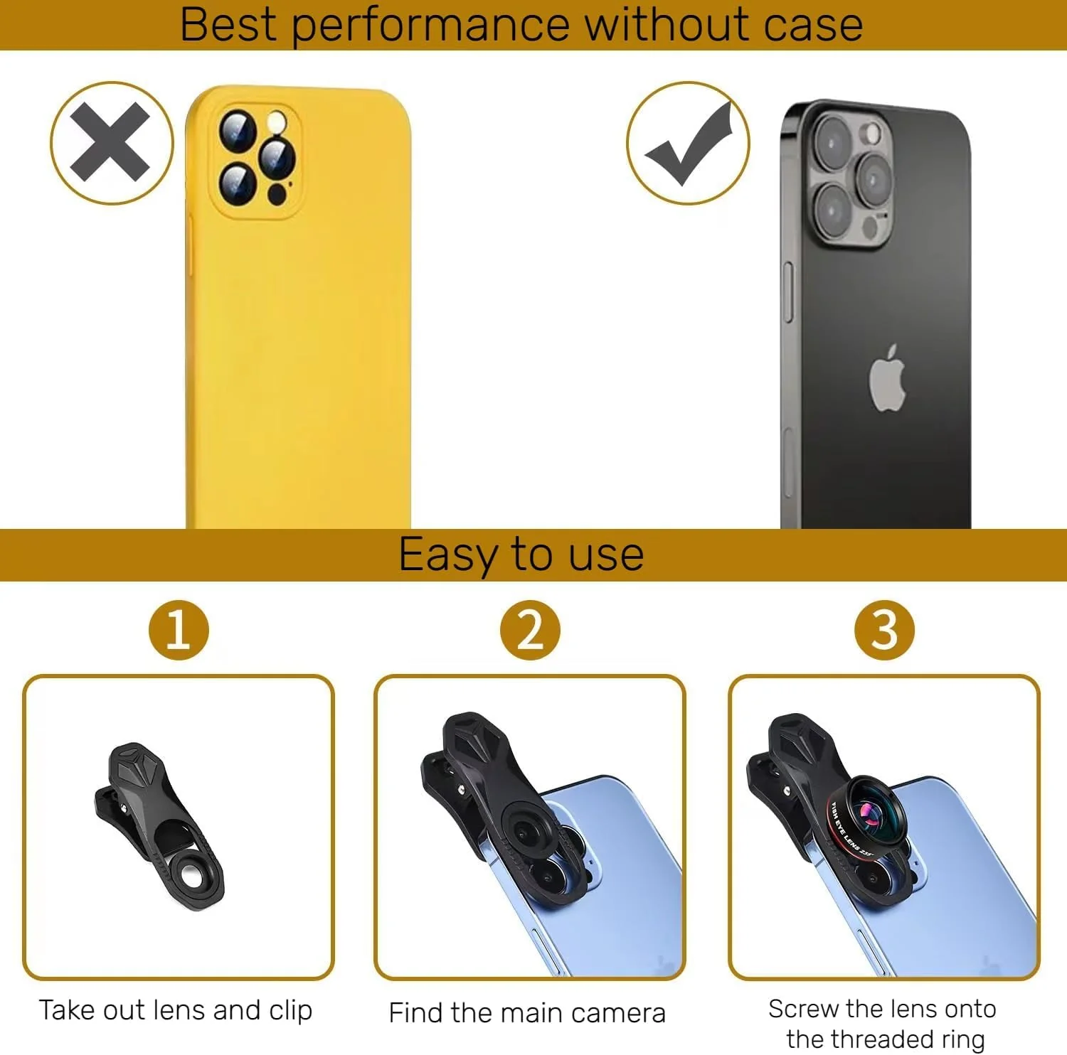 Fisheye 235°,Fish Eye Lens Universal HD Phone Fisheye Lens, Phone Camera Lens, for iPhone 7 8 x xr 11 12 13 14 15 pro max Android Samsung Smartphones (fisheye) - Image 6
