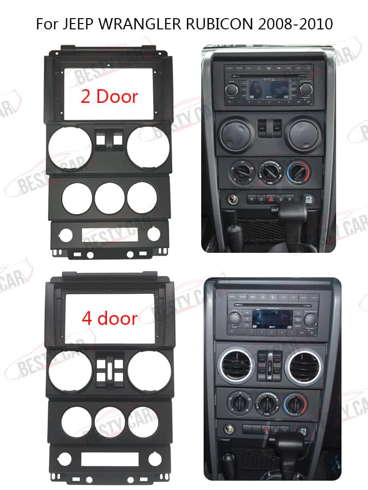 Fits for Jeep Wrangler 2008 2009 2010 4 Doors Car Radio Stereo Fascia Frame Double DIN 9 inch Dash Installation Mounting Kit Black - Image 4