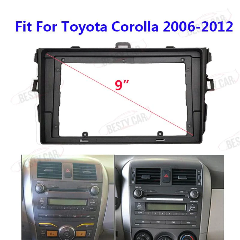 Fits for Toyota Corolla 2006-2012 Car Radio Stereo Fascia Frame Double DIN 9 inch Dash Installation Mounting Kit - Image 2