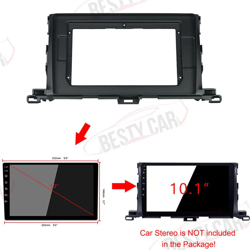 Fits for Toyota Highlander 2015-2018 Car Radio Stereo Fascia Frame Double DIN 10.1 inch Dash Installation Mounting Kit - Image 3