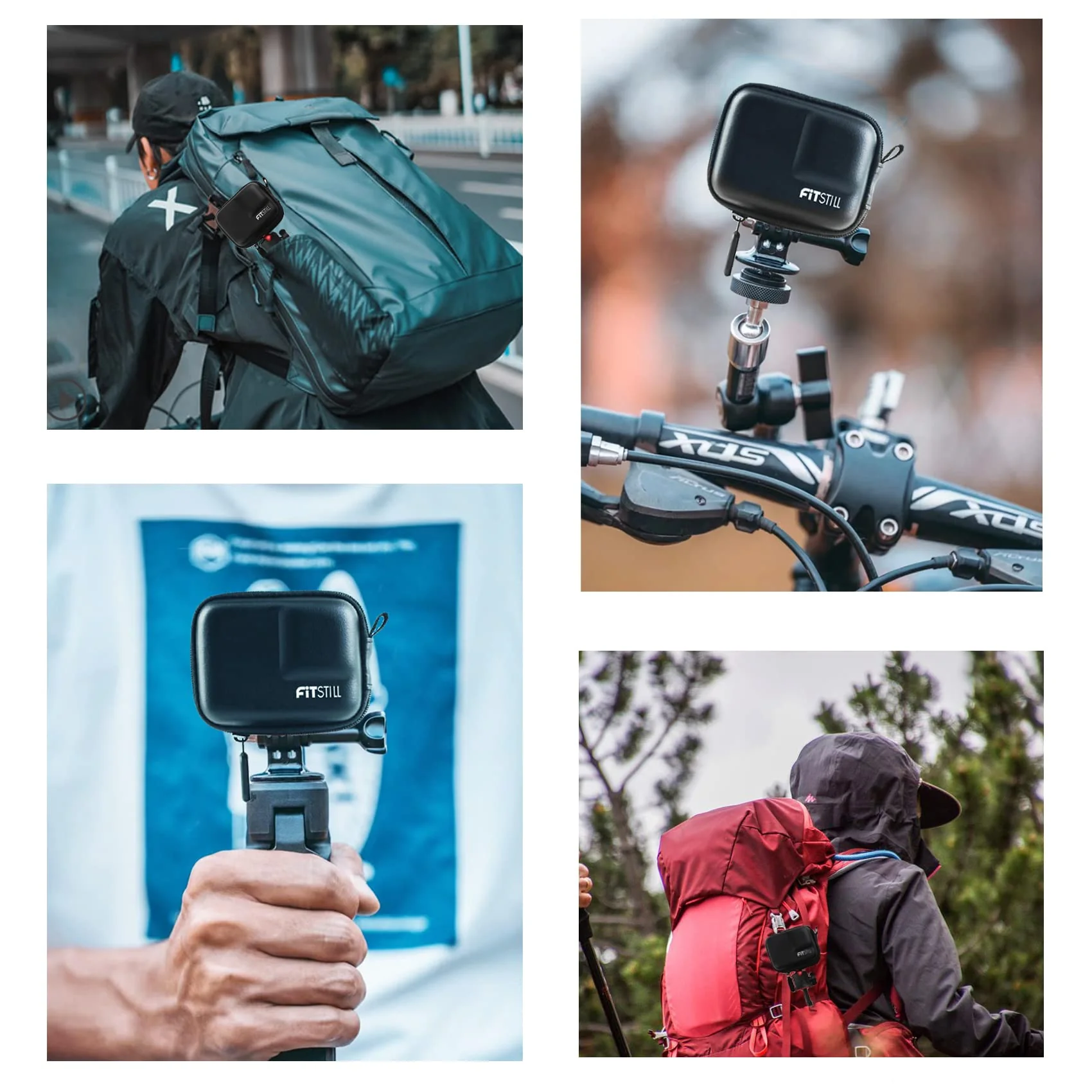 FiTSTILL Mini Carrying Case for Go Pro Hero 12/11/10/9/8/7/(2018)/6/5 Black,Hard Shell Travel Storage Case for DJI Osmo Action 2/3/4,AKASO,Campark,YI Action Camera PU-Black - Image 5