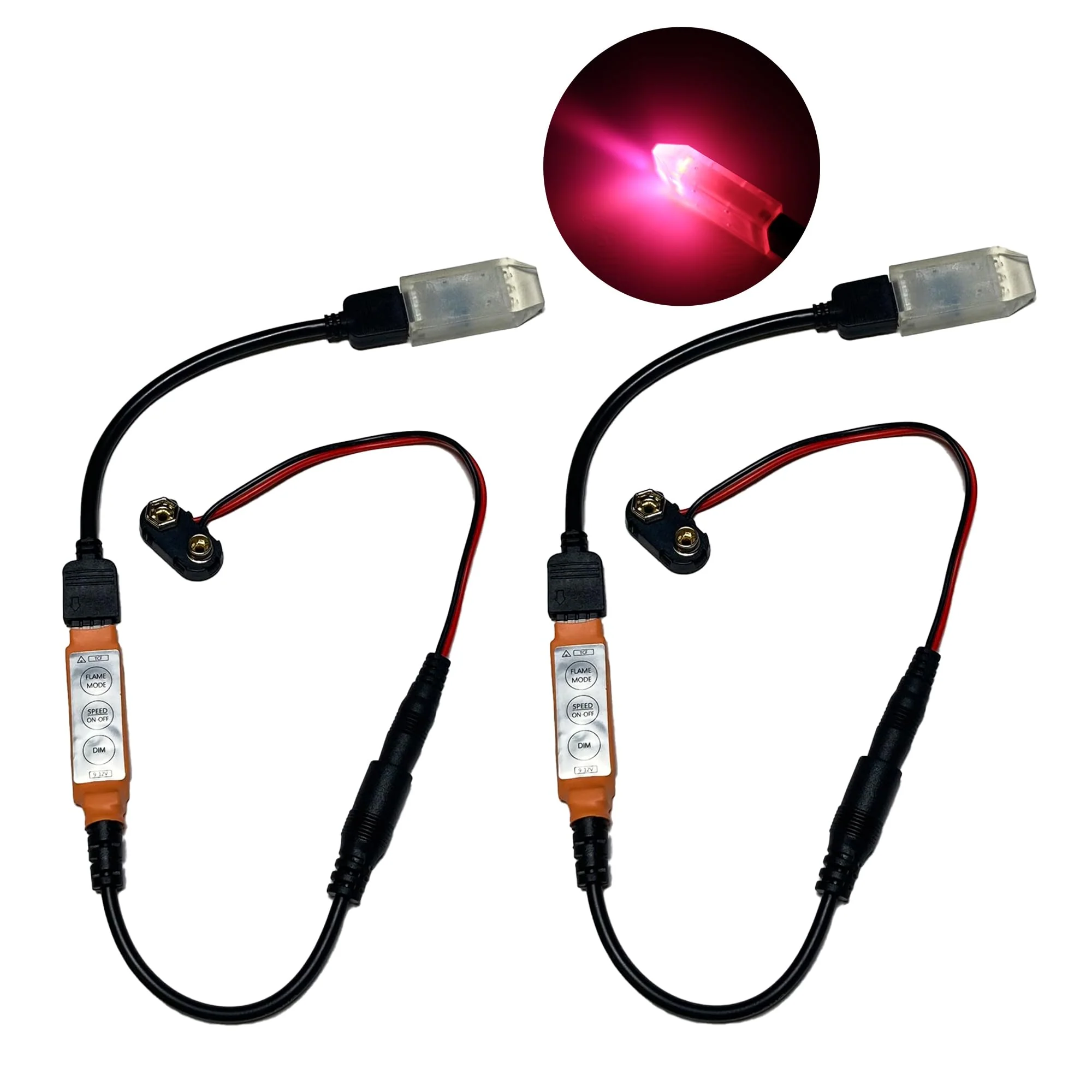 Flame Light 4 Facet Prism Kit Flickering Amber and Purple LEDs Battery Operated 2 Pack for Special Effects Fire Lighting of Lanterns Torches Candles