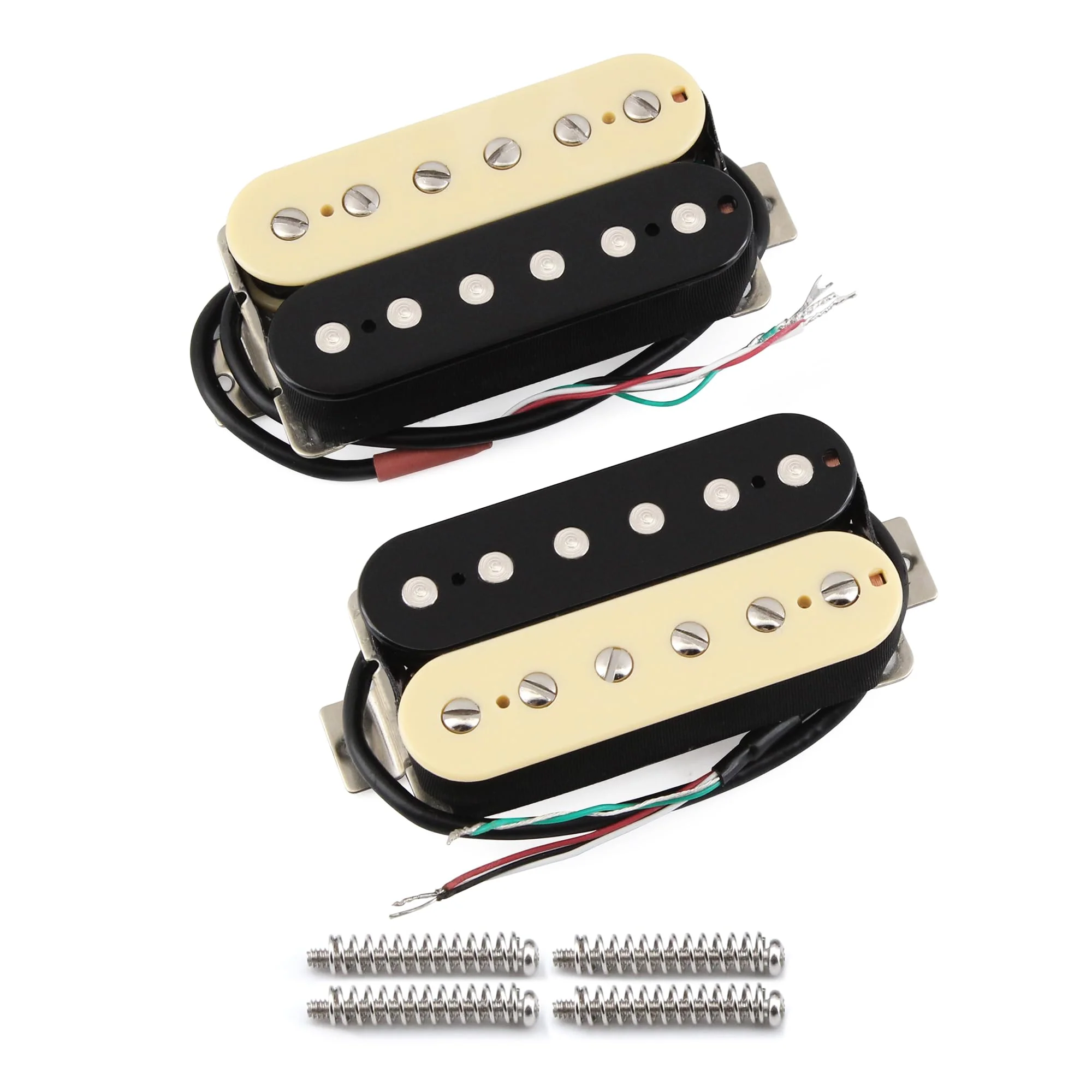 FLEOR Alnico 5 Guitar Pickup Double Coil Humbucker Pickups Neck and Bridge Set-Zebra Neck+ (8~9K)Bridge Pickup Zebra
