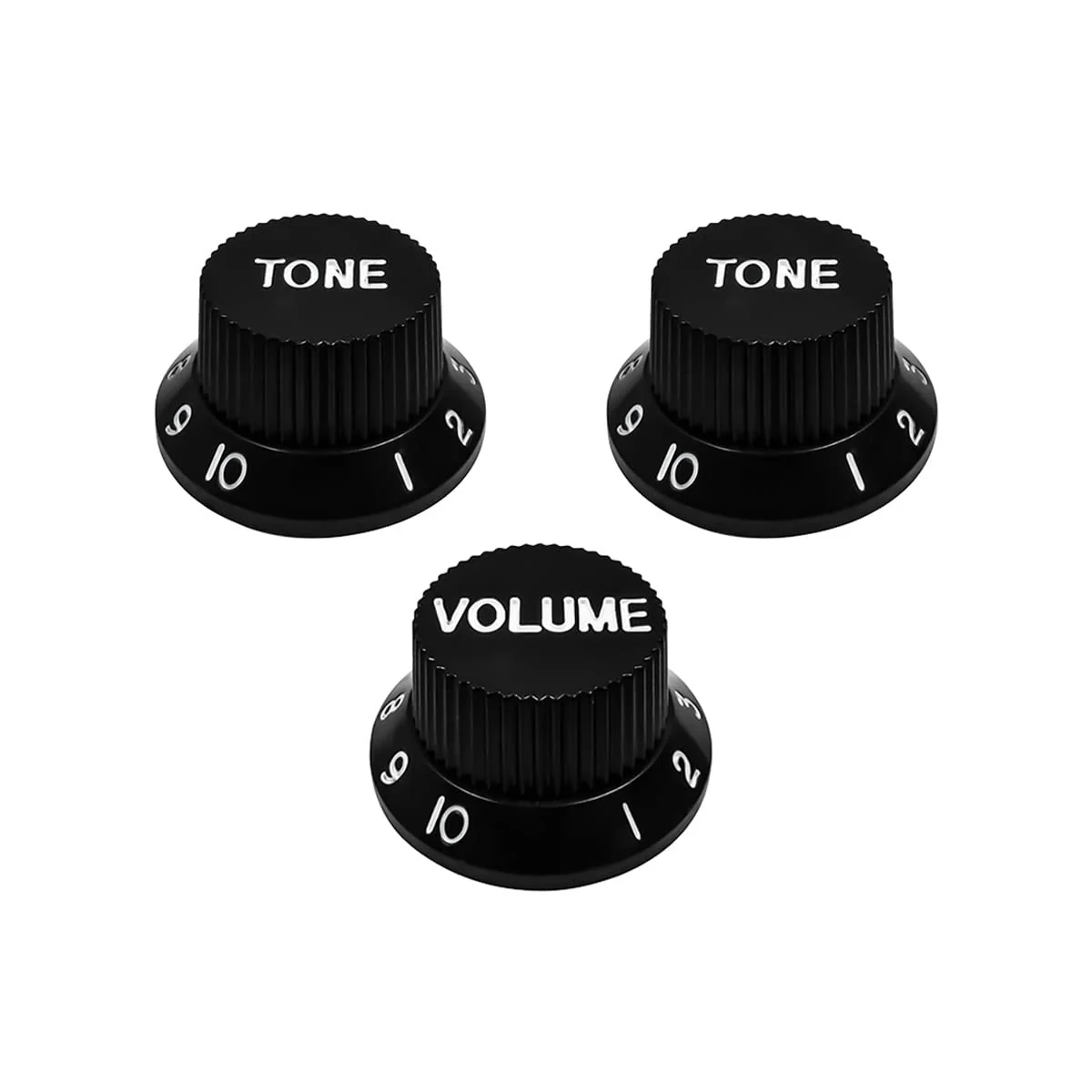 FLEOR Speed Control Knobs 1 Volume 2 Tone Guitar Knob Set Fit Fender Strat Style Electric Guitar Parts, Black