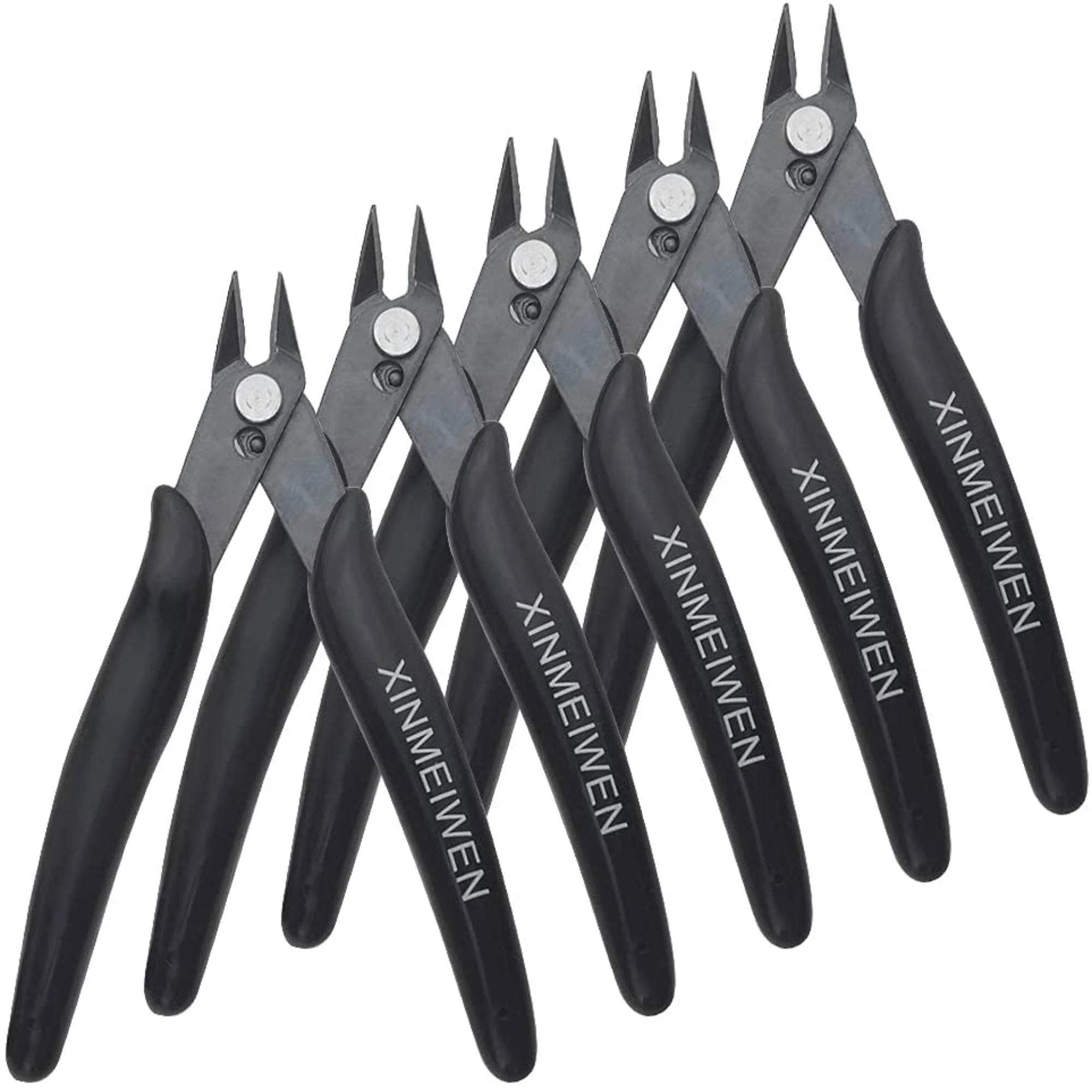 Flush Cutter Pliers 5Pcs Micro Wire Cutters with Spring Wire Cutters Precision Electronic Mini Cutting Pliers for Ultra-fine Cutting Needs Electronics Crafts Black 5Pack