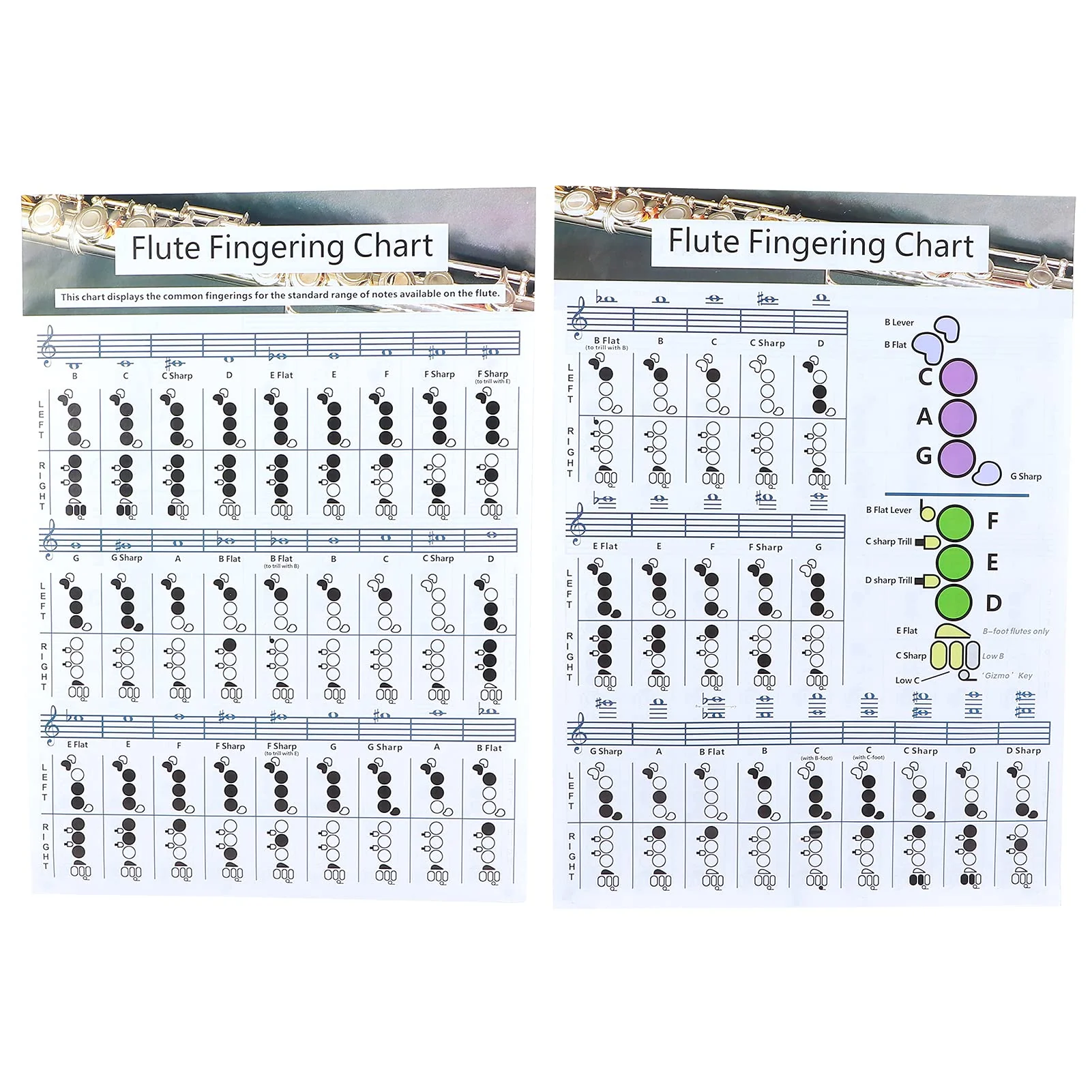 Flute Fingering Chart, Smooth White Good Inking Performance Standard Practice Chart for Students Teaching Aids Instrument(Flute Table Large (5640cm)) Ruiningxdaue3bg4y7084-11 - Image 9