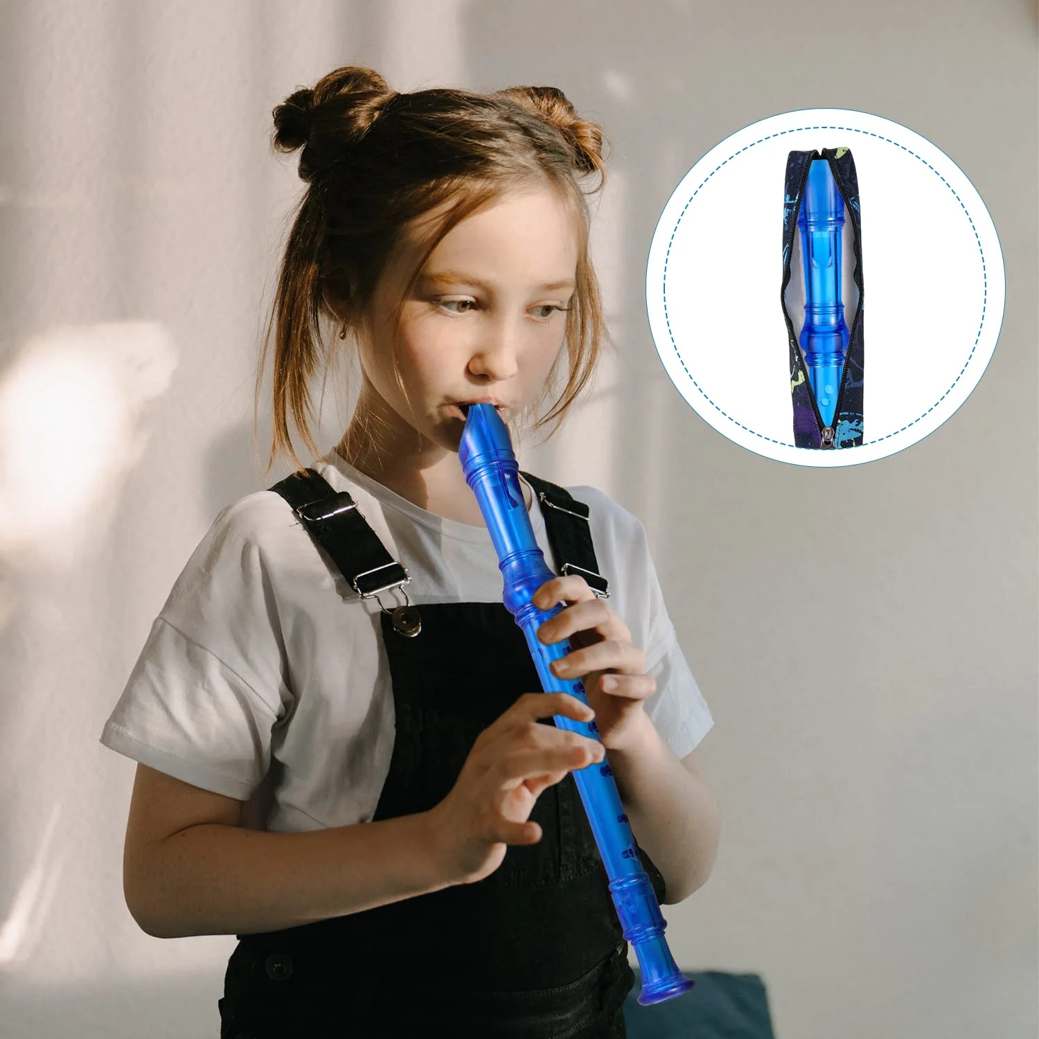 Flute Storage Bag, 13.8 Inch Long Zippered Flute and Piccolo Carry Bag Portable Washable Recorder Flute Case Bag for Vertical Flutes Recorders (Style 1) - Image 6