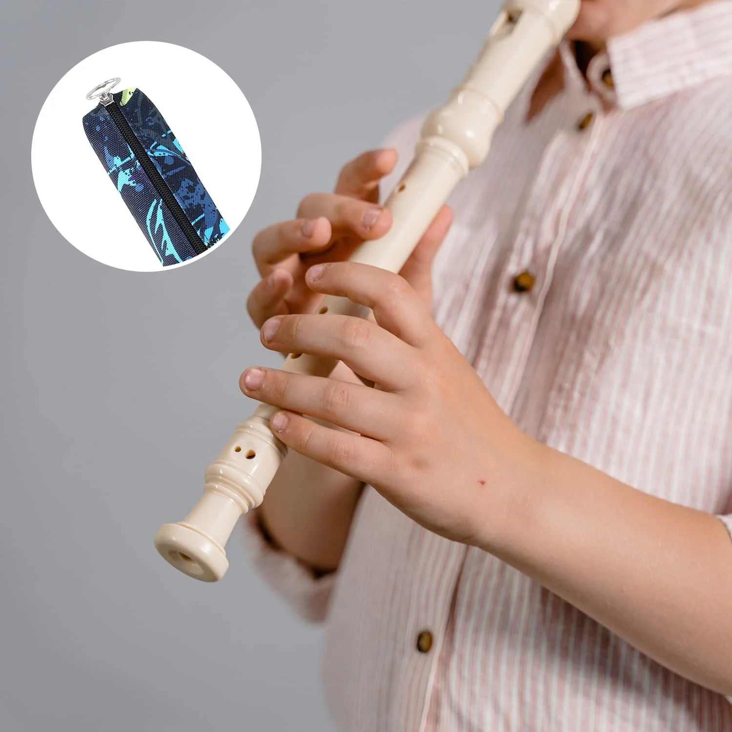 Flute Storage Bag, 13.8 Inch Long Zippered Flute and Piccolo Carry Bag Portable Washable Recorder Flute Case Bag for Vertical Flutes Recorders (Style 1) - Image 7