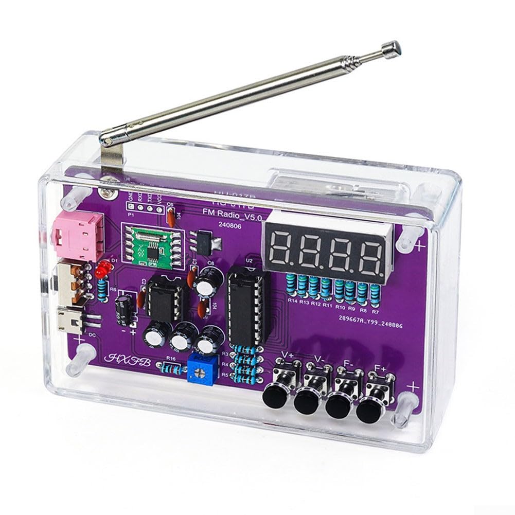 FM Radio Kit Soldering Practice Kits DIY Electronics Soldering Kit Radio Module Receiver Kit 87-108MHz (with Case) With Case