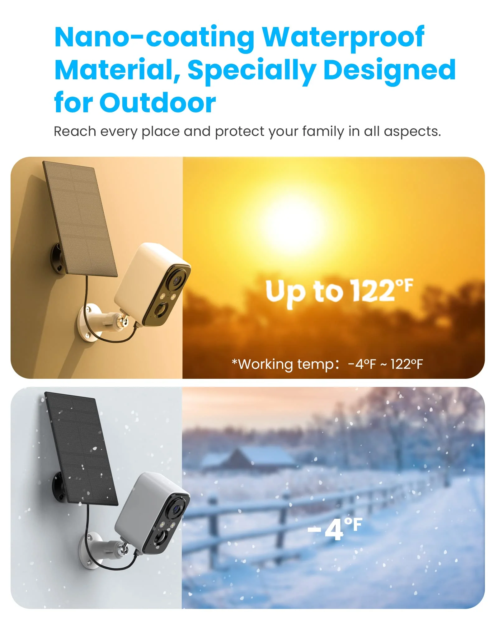 FOAOOD Solar Panel Security Cameras Wireless Outdoor - Battery Powered Cameras for Home Security WiFi Camera Surveillance Indoor System Floodlight Night Vison Alarm Motion Sensor Light Door Cam White - Image 7