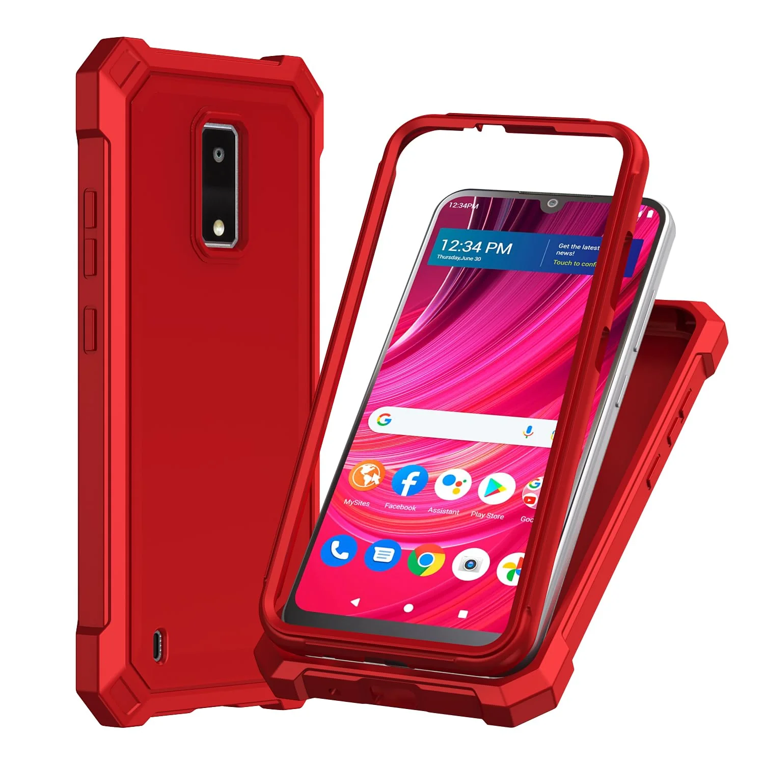 for BLU View 4 Case with Screen Protector,Blu View 4 Phone Case Front Back Full Body Protective Soft TPU Bumper Raised Corner Edge Military Grade Shockproof Cover for BLU View4 B135DL Red - Image 2
