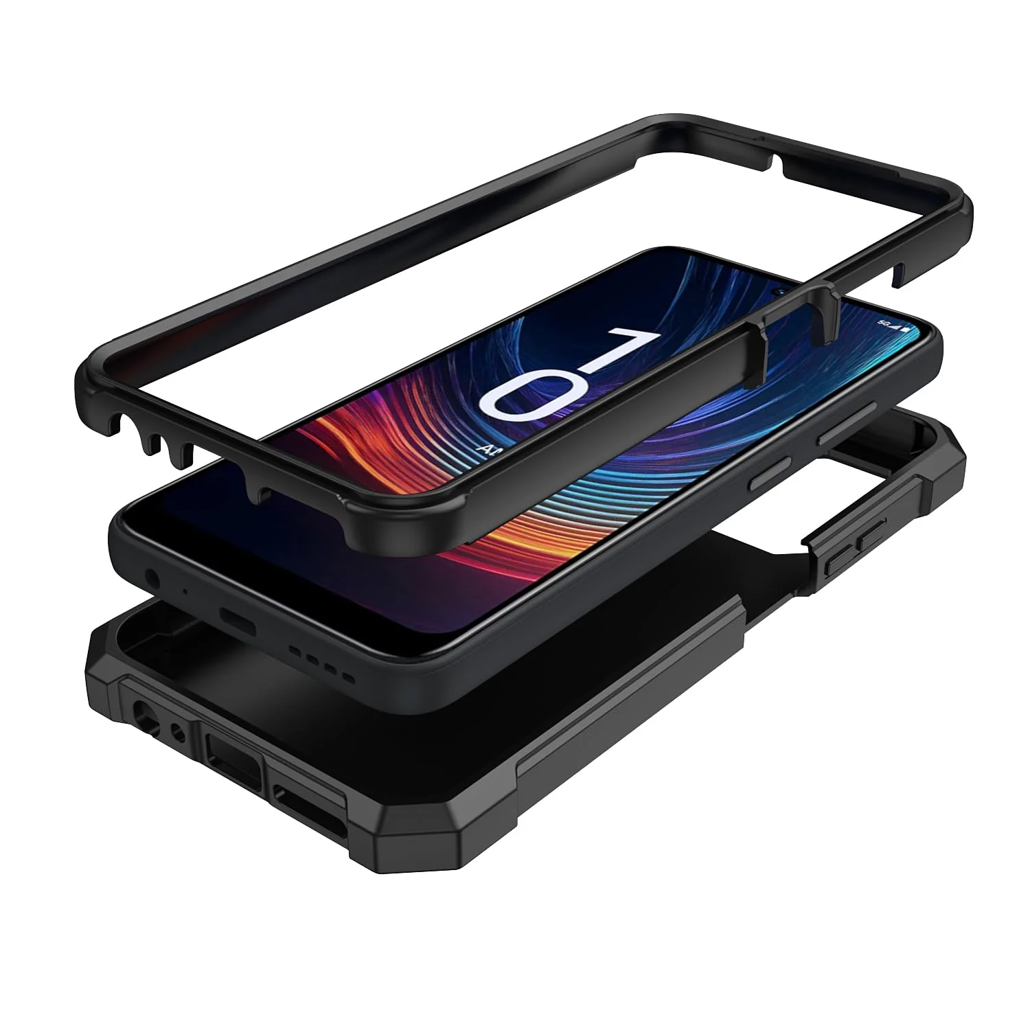 for Boost Celero 5G 2024 Case with Screen Protector,Celero 5G Phone Case 2024 (3rd Version) Front Back Full Body Heavy Duty Protection Frosted PC Back Soft TPU Bumper Cover for Celero5G 2024 Black Black1 - Image 2