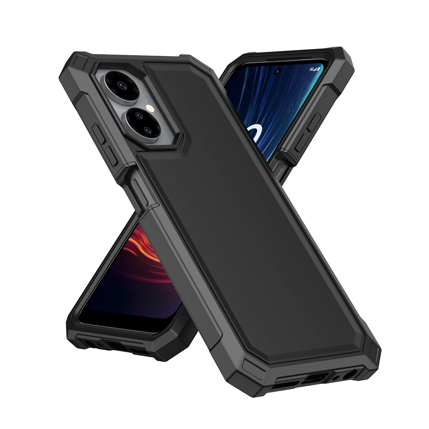 for Boost Celero 5G 2024 Case with Screen Protector,Celero 5G Phone Case 2024 (3rd Version) Front Back Full Body Heavy Duty Protection Frosted PC Back Soft TPU Bumper Cover for Celero5G 2024 Black Black1 - Image 6
