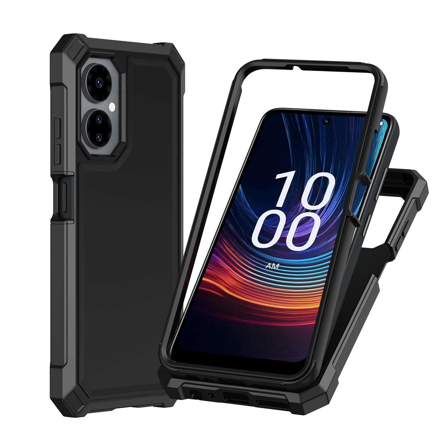 for Boost Celero 5G 2024 Case with Screen Protector,Celero 5G Phone Case 2024 (3rd Version) Front Back Full Body Heavy Duty Protection Frosted PC Back Soft TPU Bumper Cover for Celero5G 2024 Black Black1 - Image 8
