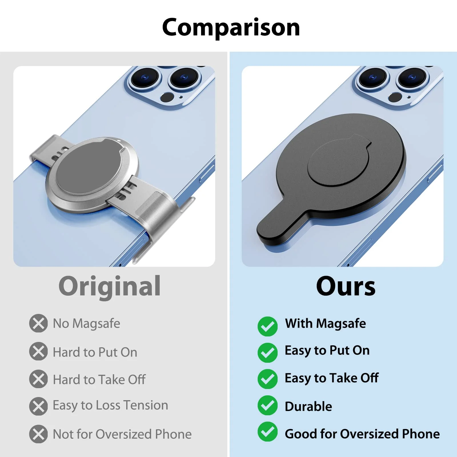 for DJI OM 6 Magsafe Adapter Clamp, Compatible with Gimbal Stabilizer DJI Osmo Mobile 6, Also fits for DJI OM 5 4 SE Black - Image 2