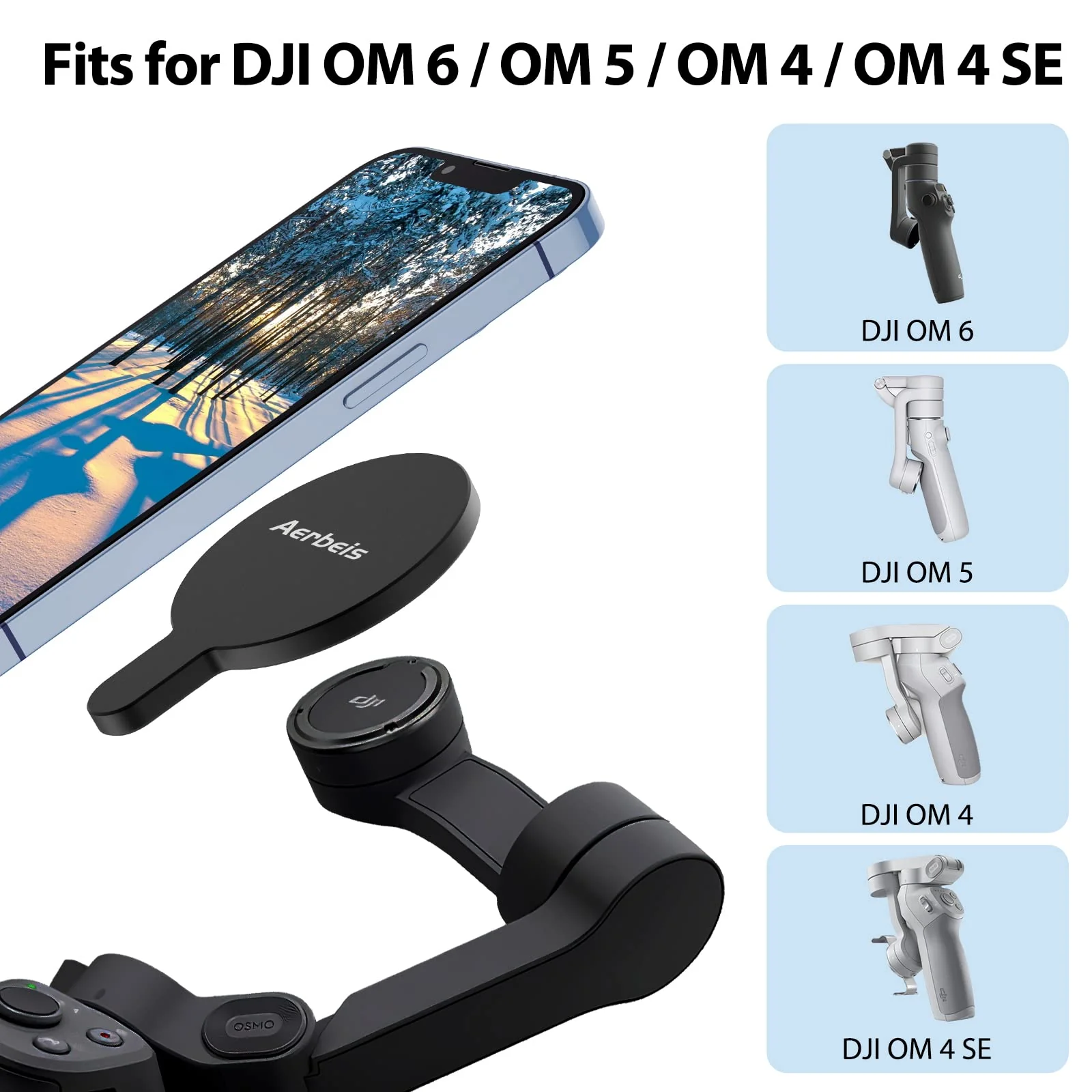 for DJI OM 6 Magsafe Adapter Clamp, Compatible with Gimbal Stabilizer DJI Osmo Mobile 6, Also fits for DJI OM 5 4 SE Black - Image 4