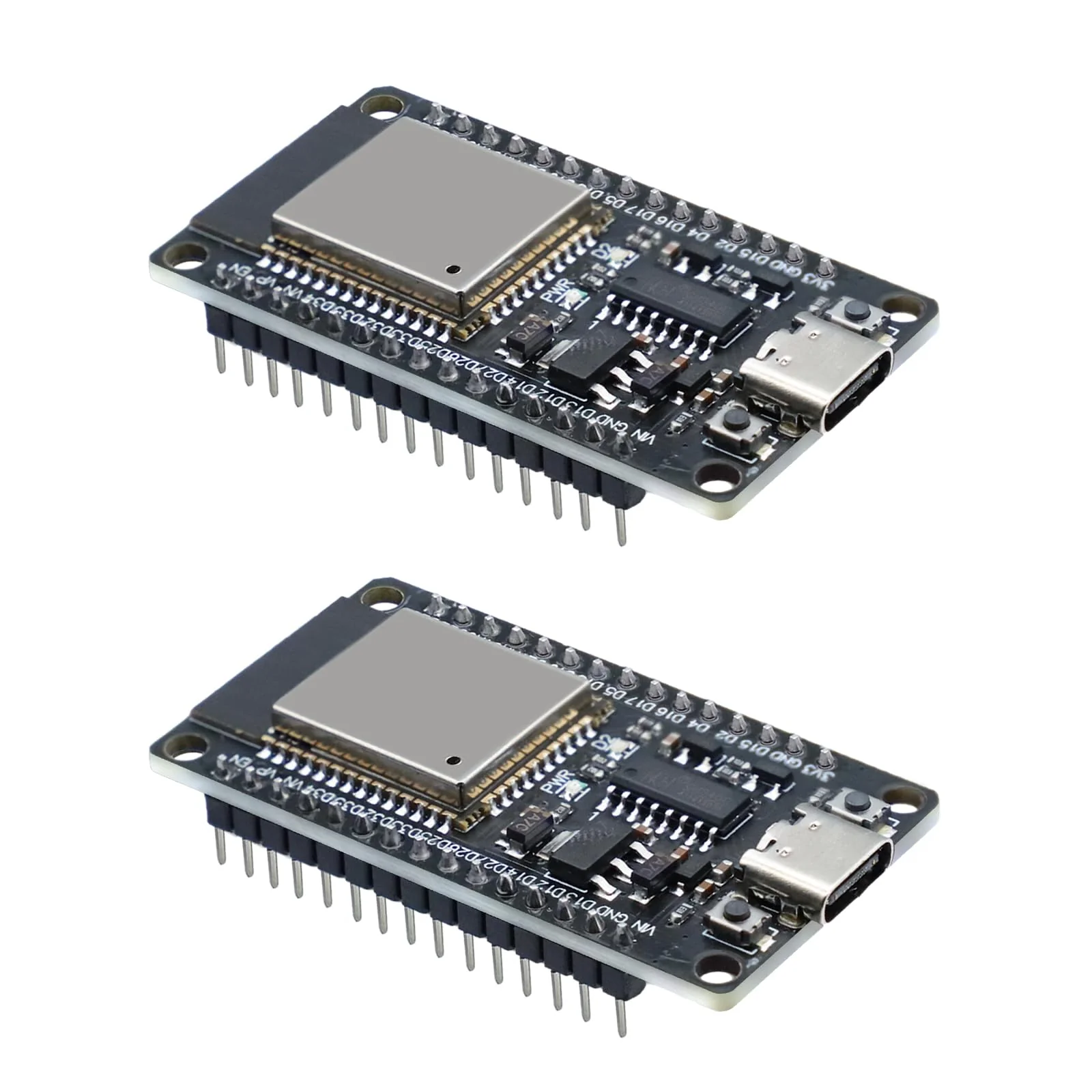 For ESP32 NodeMCU Development Board, QIQIAZI for ESP32 NodeMCU for ESP32 USB C Module, 2.4 GHz WiFi + Bluetooth Dual-Cores, with CH340 Chip, for Arduino (Pack of 2)