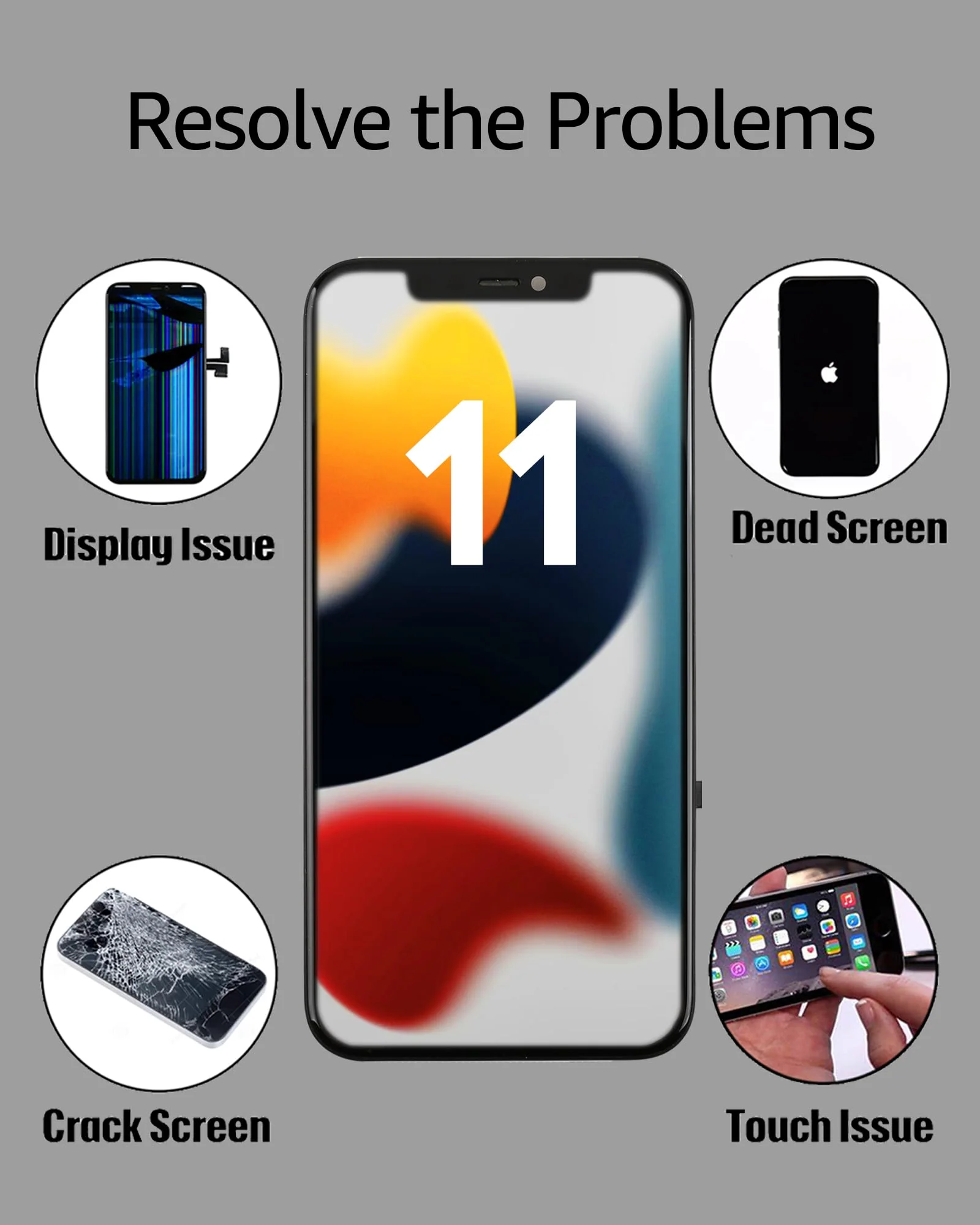 for iPhone 11 Screen Replacement Black, 3D Touch Digitizer Full HD LCD Display Replacement Retina Assembly with Repair Tools for A2111, A2223, A2221(6.1 Inch) True Tone Programmable - Image 4