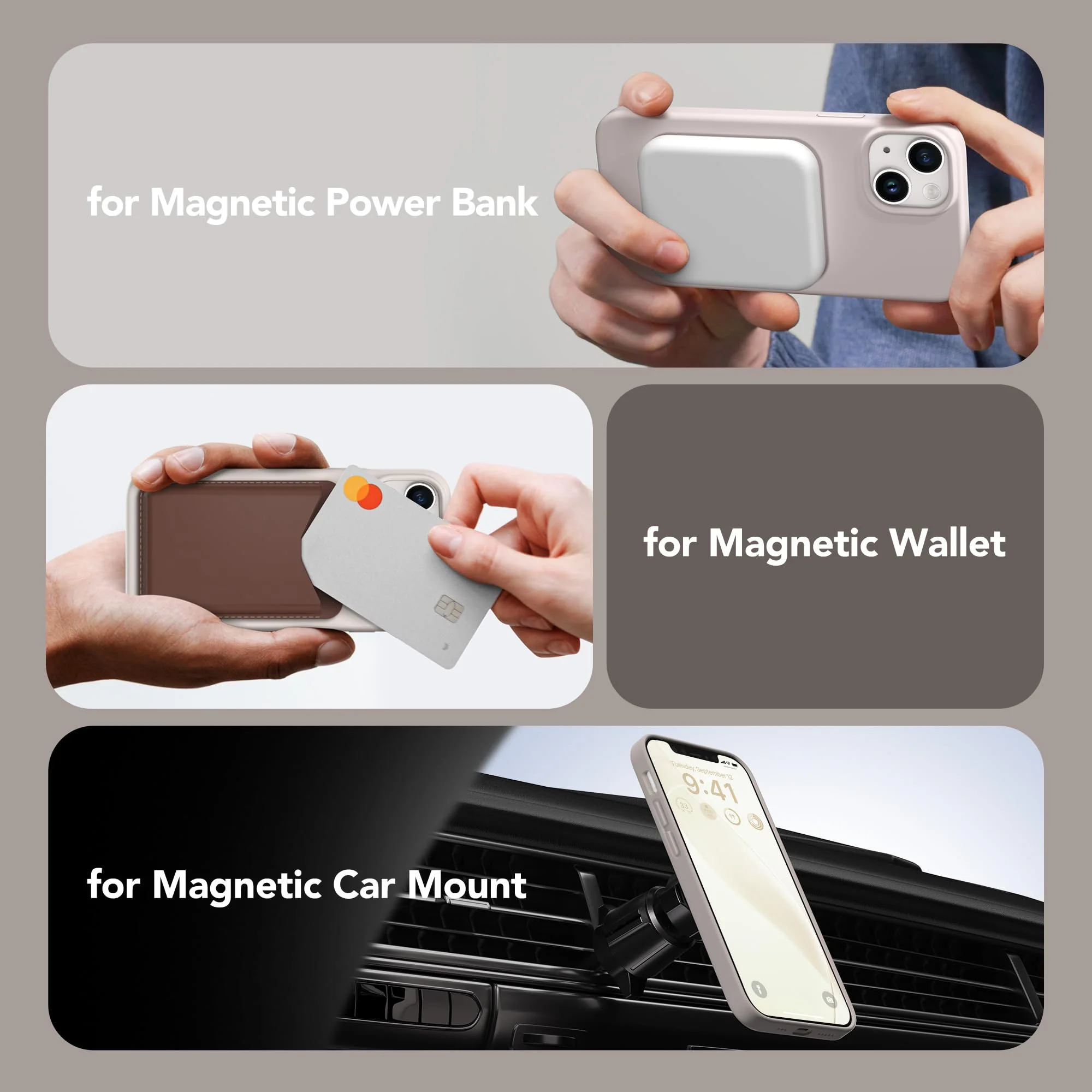 for iPhone 13 Case Silicone, Compatible with Magsafe, [2X Screen Protector + 2X Camera Lens Protector], Soft Rubber Slim Shockproof Protective Microfiber Lining Phone Case 6.1", Stone For iPhone 13 Case 6.1 inch Stone Gray - Image 4
