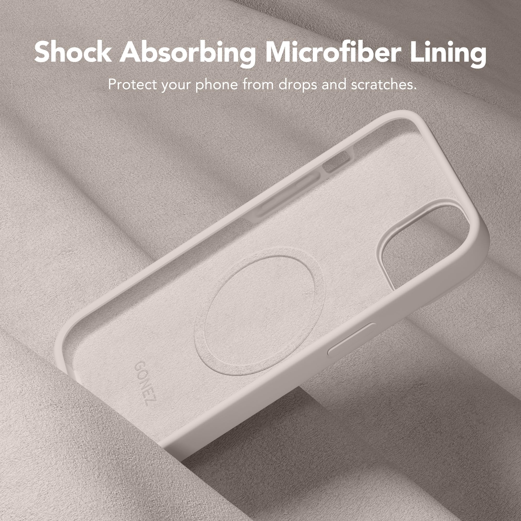 for iPhone 13 Case Silicone, Compatible with Magsafe, [2X Screen Protector + 2X Camera Lens Protector], Soft Rubber Slim Shockproof Protective Microfiber Lining Phone Case 6.1", Stone For iPhone 13 Case 6.1 inch Stone Gray - Image 7