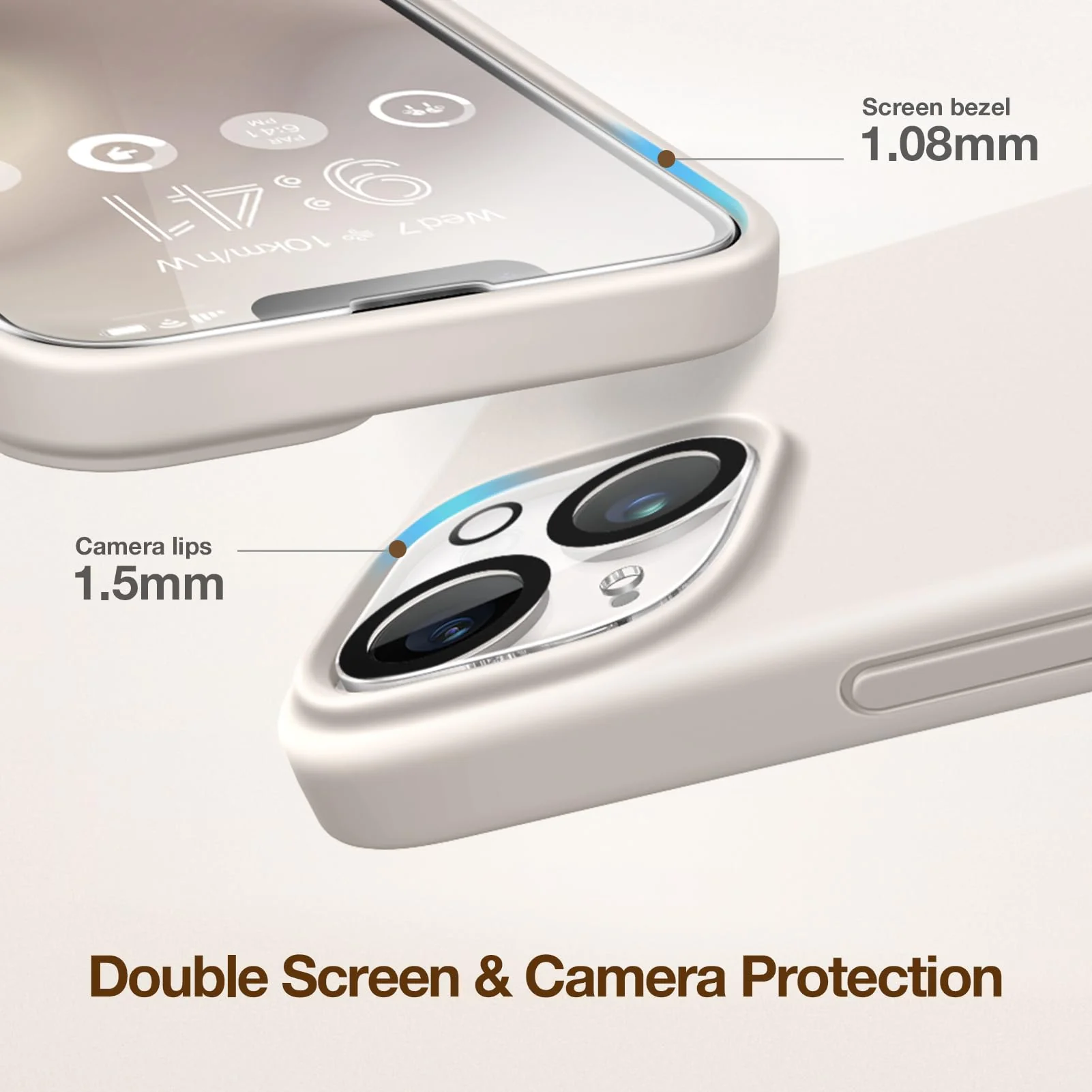 for iPhone 14 Case Silicone, with 2X Screen Protector + 2X Camera Lens Protector, [Soft Anti-Scratch Microfiber Lining], Liquid Silicone Shockproof Protective Phone Cover 6.1", Stone A-Stone iPhone 14 6.1 inch - Image 4