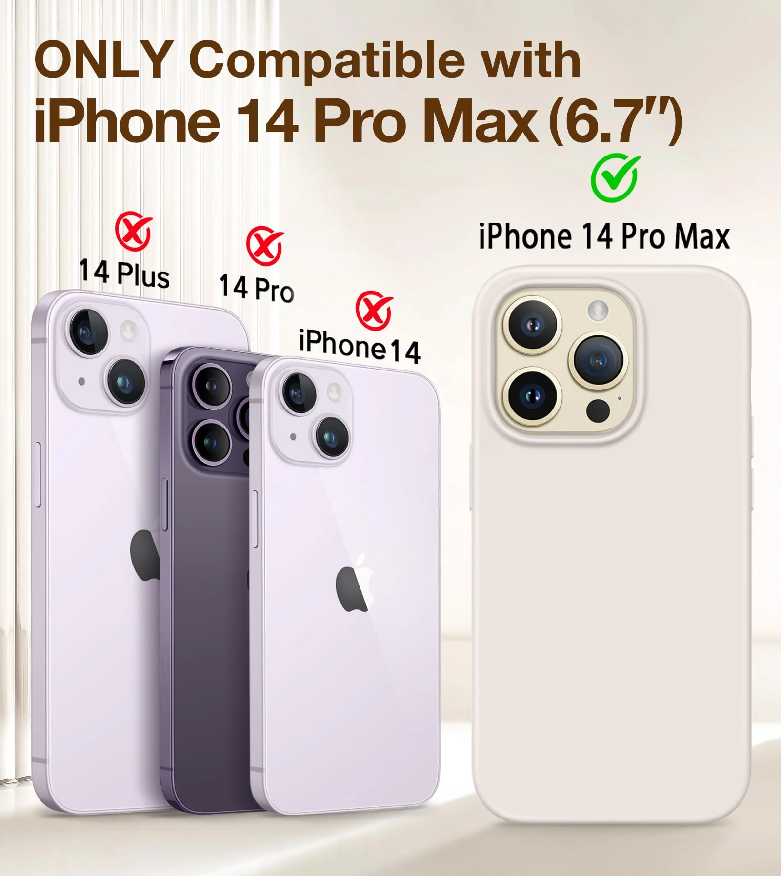 for iPhone 14 Pro Max Case Silicone, Compatible with Magsafe, with 2X Screen Protector + 2X Camera Lens Protector, Liquid Silicone Shockproof Protective iPhone 14 ProMax Case, Stone A-Stone - Image 2