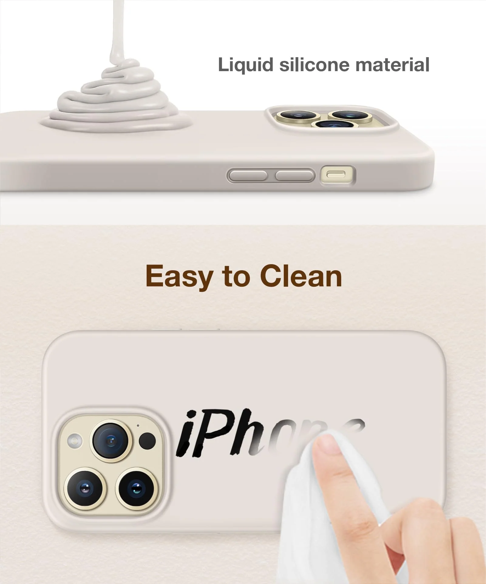 for iPhone 14 Pro Max Case Silicone, Compatible with Magsafe, with 2X Screen Protector + 2X Camera Lens Protector, Liquid Silicone Shockproof Protective iPhone 14 ProMax Case, Stone A-Stone - Image 6