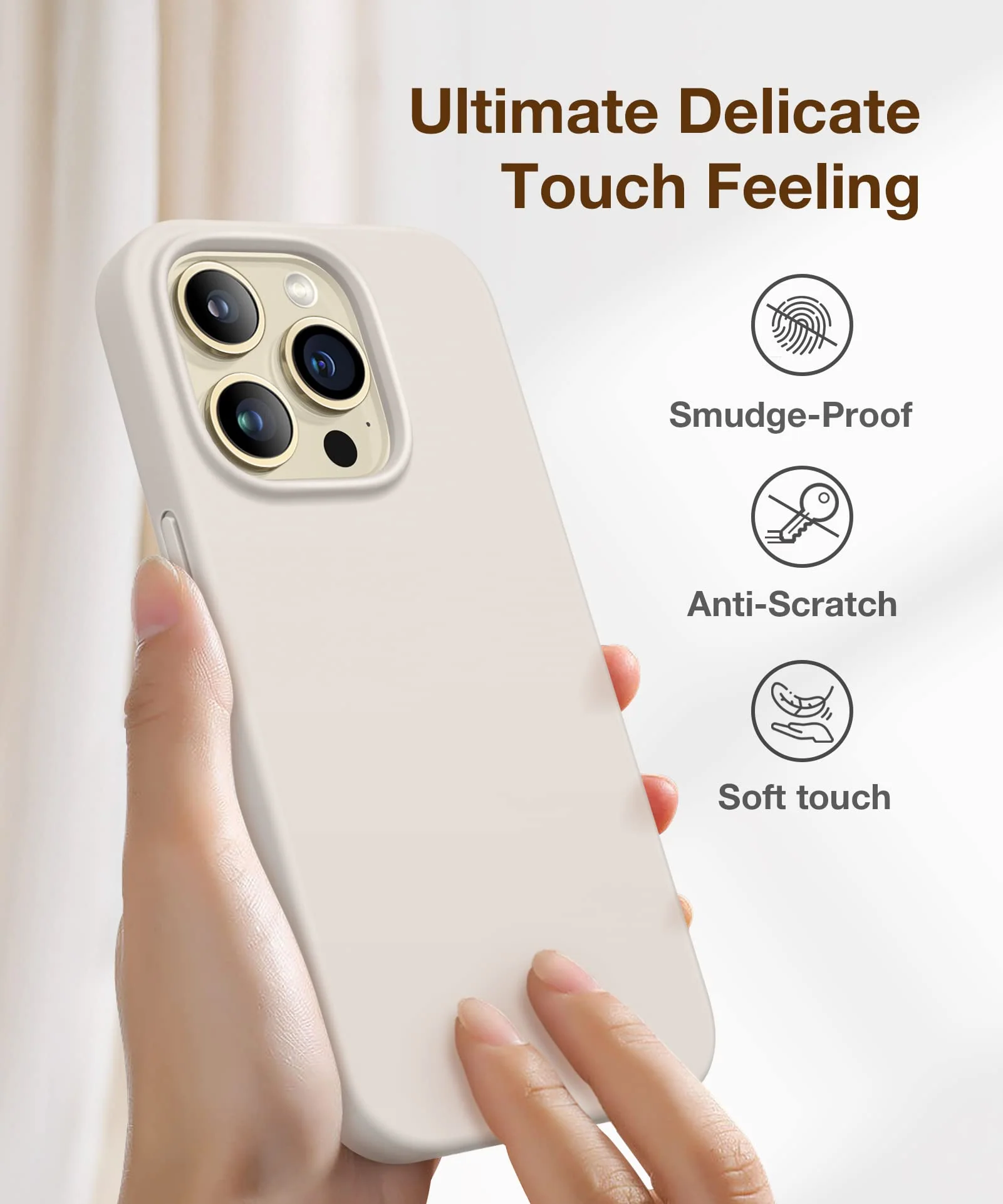 for iPhone 14 Pro Max Case Silicone, Compatible with Magsafe, with 2X Screen Protector + 2X Camera Lens Protector, Liquid Silicone Shockproof Protective iPhone 14 ProMax Case, Stone A-Stone - Image 7