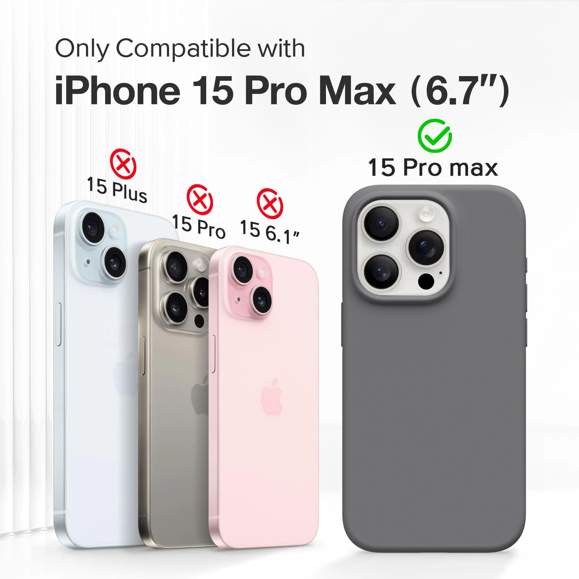 for iPhone 15 Pro Max Case Silicone, Compatible with Magsafe, 2X Camera Protector + 2X Screen Protector, Soft Anti-Scratch Microfiber Lining, Liquid Silicone Shockproof Phone Cover, Grey - Image 2