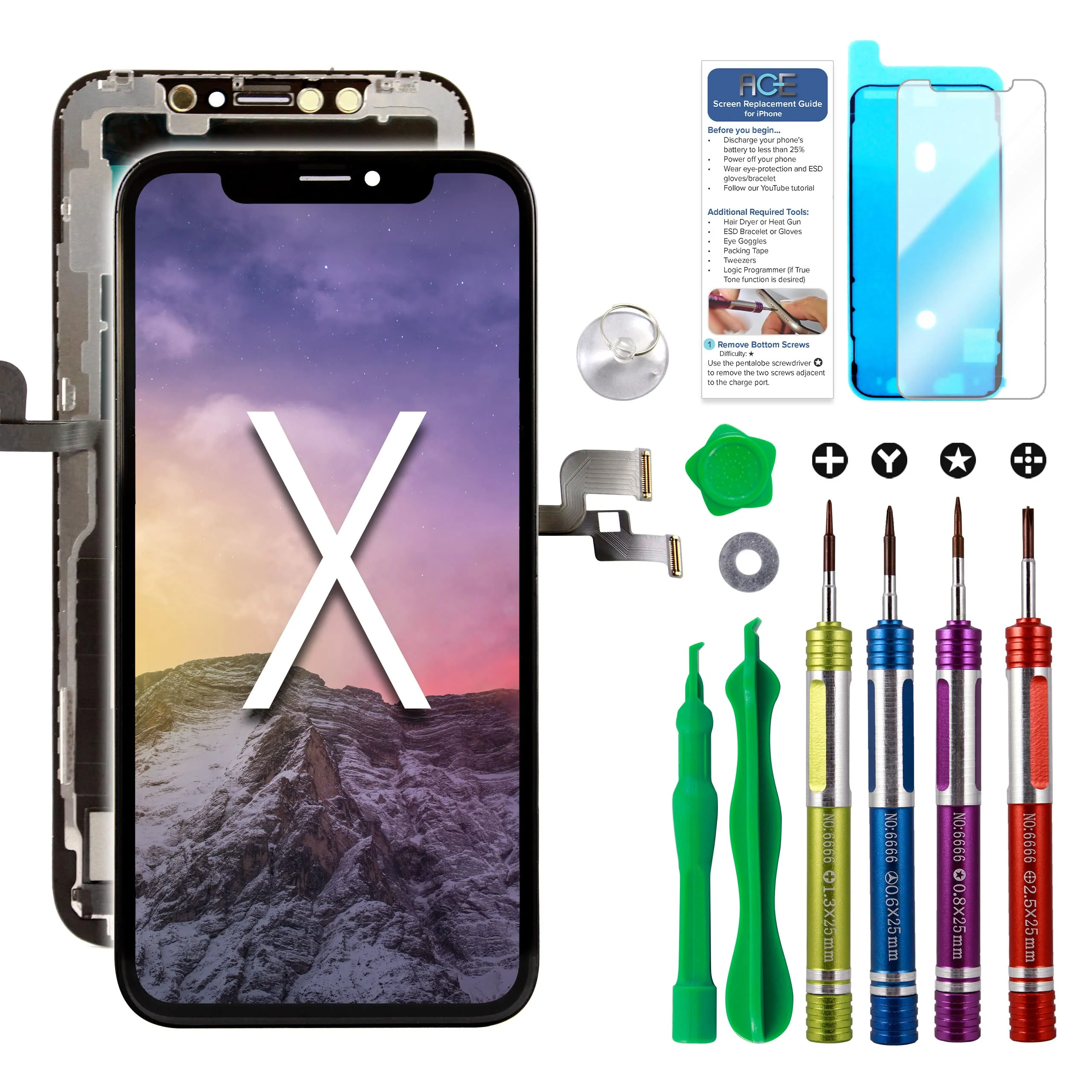 for iPhone X LCD Screen Replacement 5.8 Inch (Model A1865 A1901 A1902) Touch Display digitizer Assembly Screen
