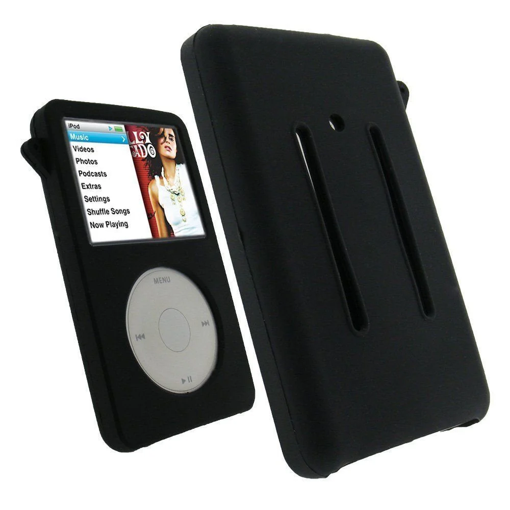 for iPod Classic Case, Silicone Skin Case Cover for Apple iPod Classic 6th 7th 80GB, 120GB Thin 160GB and iPod Video 5th 30gb + Screen Protector & Lanyard-10.5mm Thickness Thin Version(Black) Black - Image 4