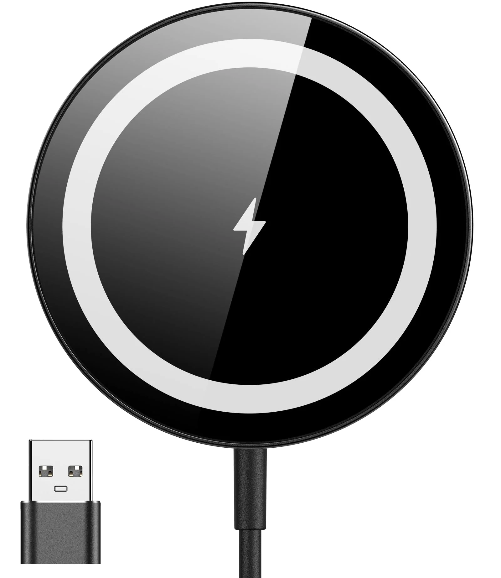 for Mag-Safe Charger, Magnetic Wireless Charger Made for iPhone 16/16 Pro/16 Pro Max/16 Plus/15/14/13/12 Series, 15W Max Fast Mag Safe Charging Pad for AirPods Pro 3 2 (Black) Black