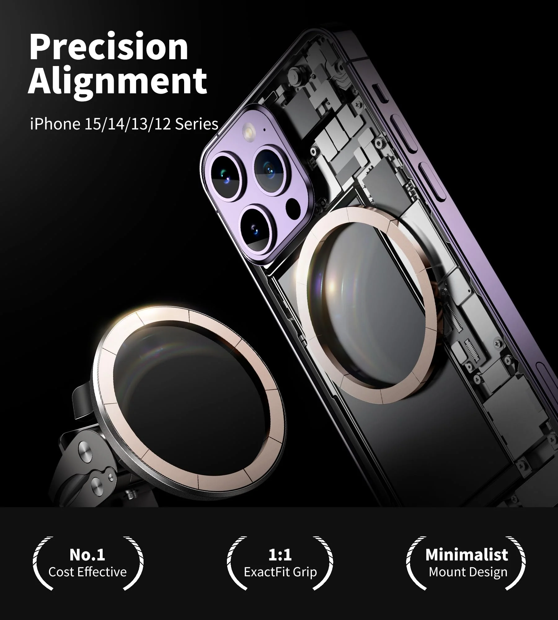 for MagSafe Car Mount, Magnetic Phone Holder for Car Vent, [2024 Upgraded Magnet] 360° Rotation Car Phone Holder Mount, Car Accessories Fits for iPhone 15 14 13 12 Series & Magsafe Case Clip Black Short Clip - Image 2