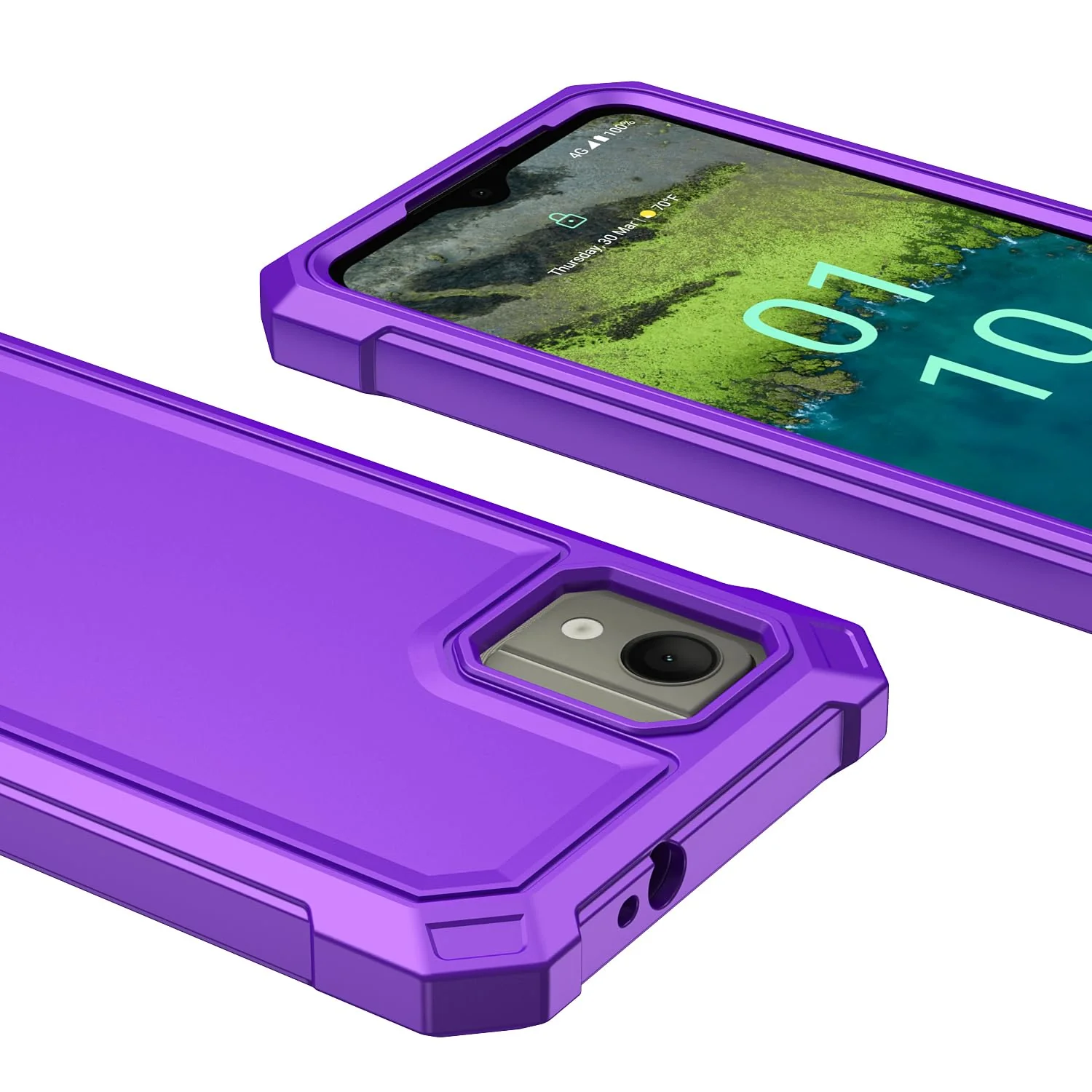 for Nokia C110 Case,Nokia C110 Phone Case with Screen Protector, Front Back Full Body Heavy Duty Protection,Frosted PC Back Soft Raised TPU Edge Shockproof Cover for Nokia C110 N156DL (Purple) Purple - Image 5