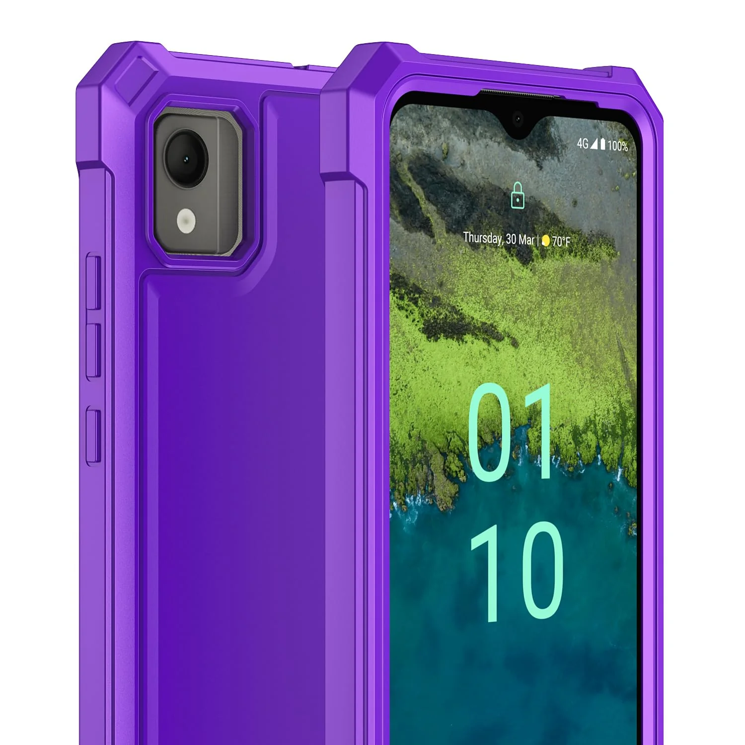 for Nokia C110 Case,Nokia C110 Phone Case with Screen Protector, Front Back Full Body Heavy Duty Protection,Frosted PC Back Soft Raised TPU Edge Shockproof Cover for Nokia C110 N156DL (Purple) Purple - Image 7