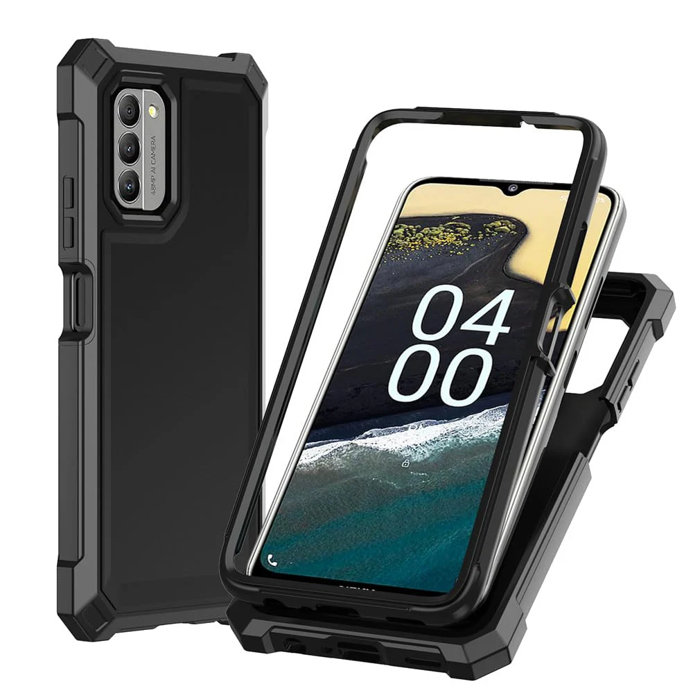 for Nokia C300 Case/Nokia G100 Case with Screen Protector,Nokia C300 Phone Case N155DL Front Back Full Body Protection,Nokia G100 N150DL Phone Case Frosted PC Back Soft TPU Shockproof Cover Black - Image 3