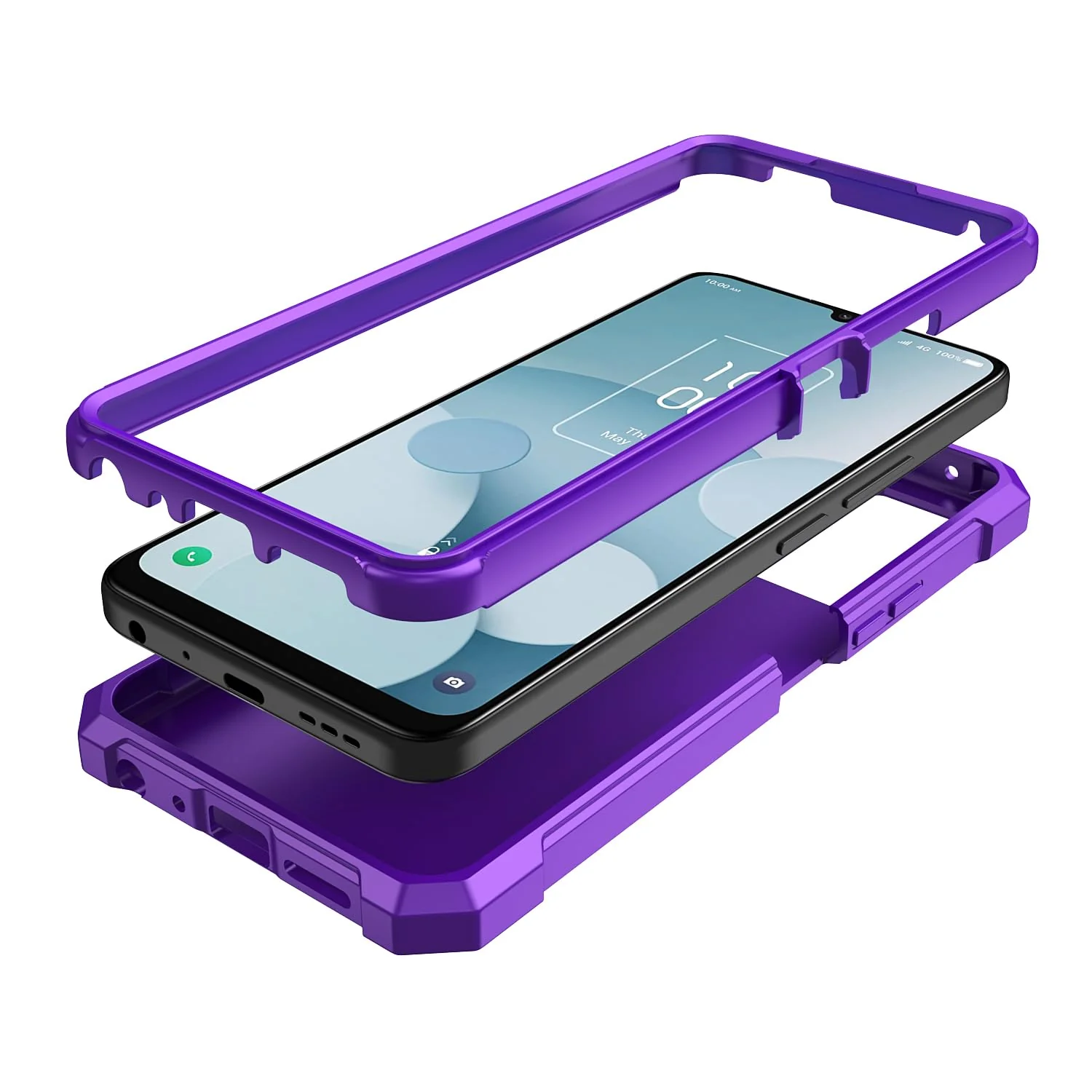for TCL 40XL Case/TCL 40T Case/Jitterbug Smart 4 Case with Screen Protector,Frosted PC Back Soft Silicone Military Grade Full Body Protection Phone Case for TCL 40 XL/TCL 40 T T608DL/Smart4 Purple TCL 40XL/40T/Lively Smart 4 - Image 2