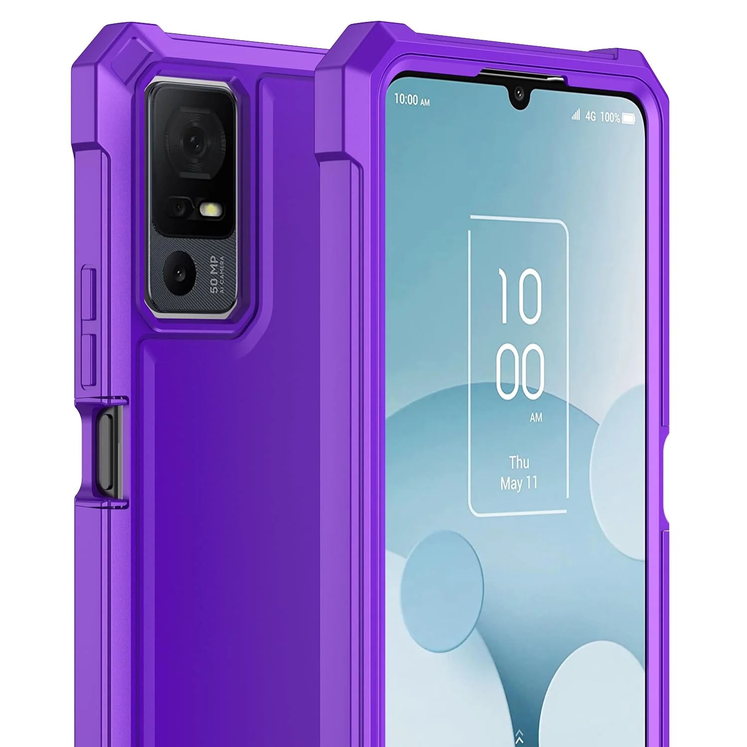 for TCL 40XL Case/TCL 40T Case/Jitterbug Smart 4 Case with Screen Protector,Frosted PC Back Soft Silicone Military Grade Full Body Protection Phone Case for TCL 40 XL/TCL 40 T T608DL/Smart4 Purple TCL 40XL/40T/Lively Smart 4 - Image 6