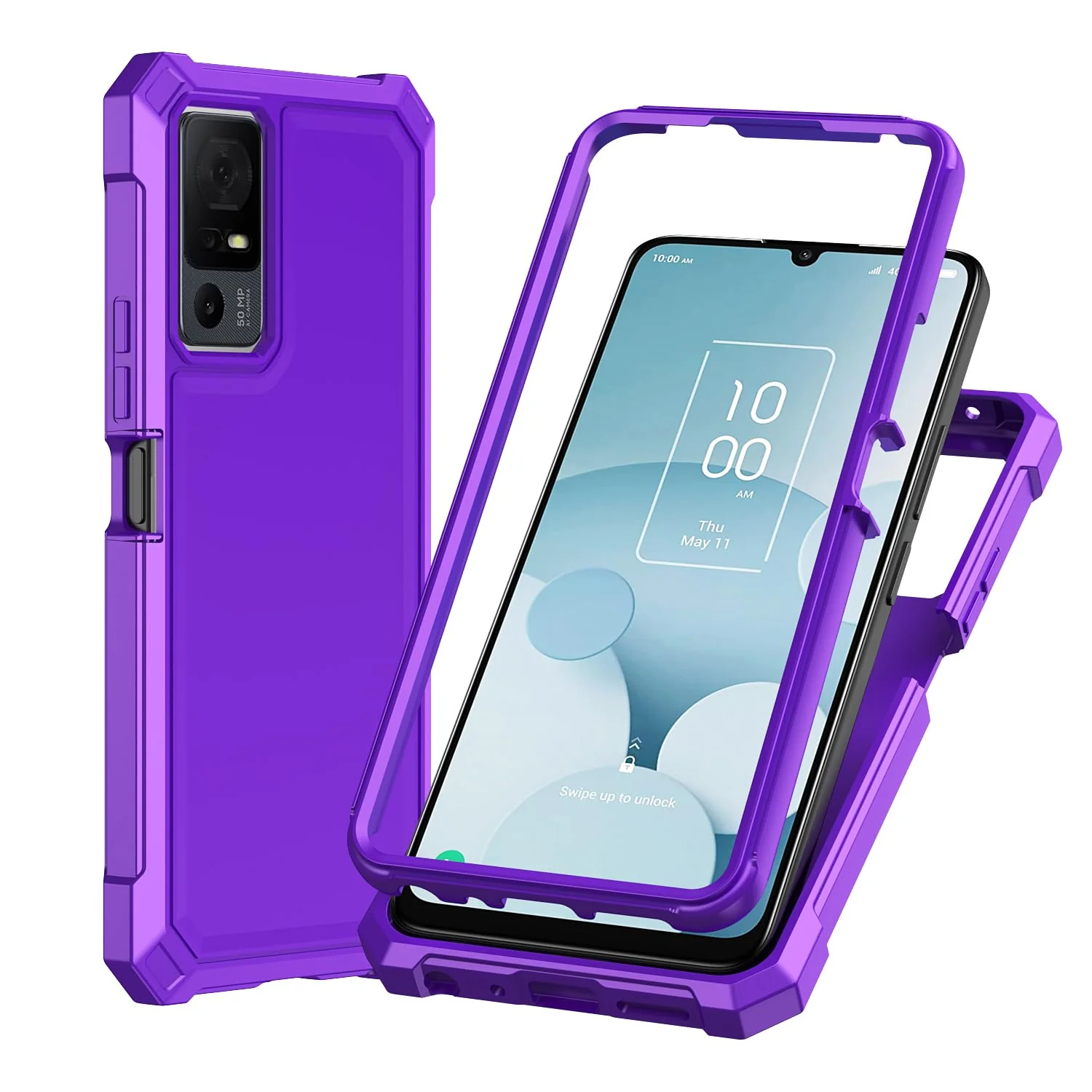 for TCL 40XL Case/TCL 40T Case/Jitterbug Smart 4 Case with Screen Protector,Frosted PC Back Soft Silicone Military Grade Full Body Protection Phone Case for TCL 40 XL/TCL 40 T T608DL/Smart4 Purple TCL 40XL/40T/Lively Smart 4 - Image 8
