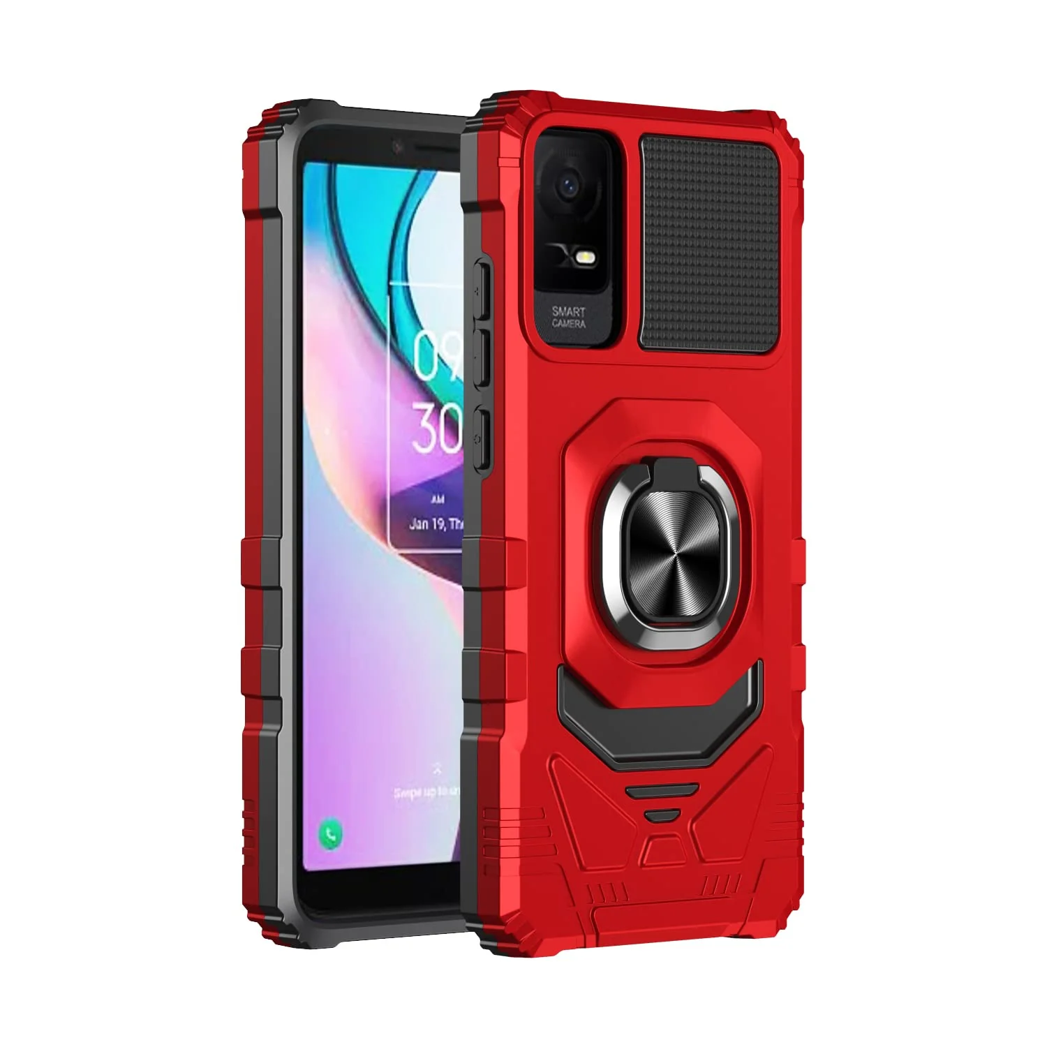 for TCL ION V Case/TCL ION X Case with Screen Protector,TCL ION V T607DL Phone Case Magnetic Car Ring Stand Soft Silicone Bumper Military Grade Protective Phone Cover for TCL ION X T430W Red TCL ION X/ION V - Image 7