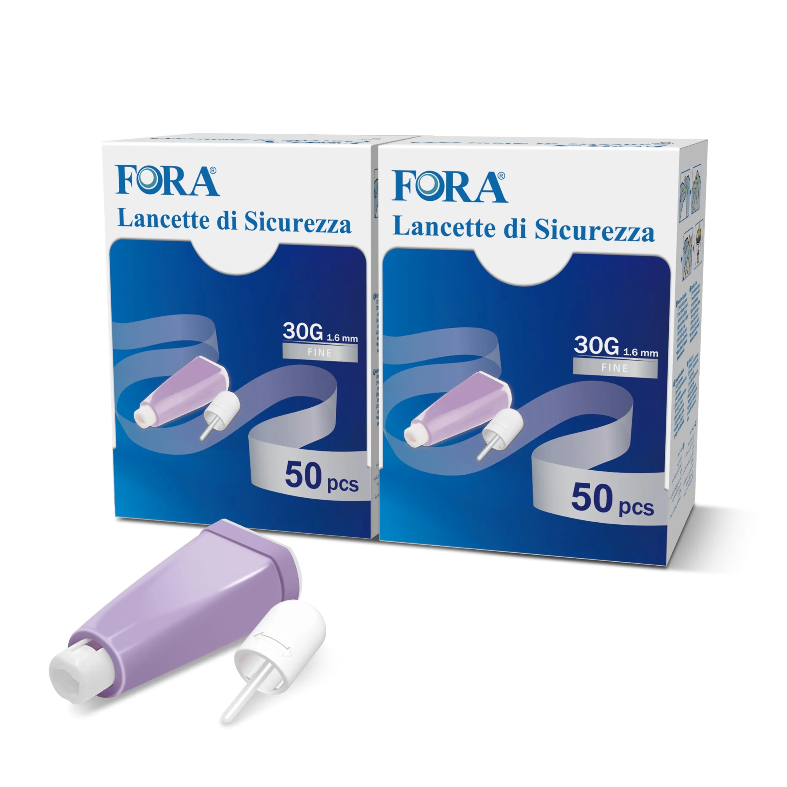 FORA Safety Lancets 30G 1.6 mm – Pack of 100, Single Penetration Aid for Capillary Blood Removal 2
