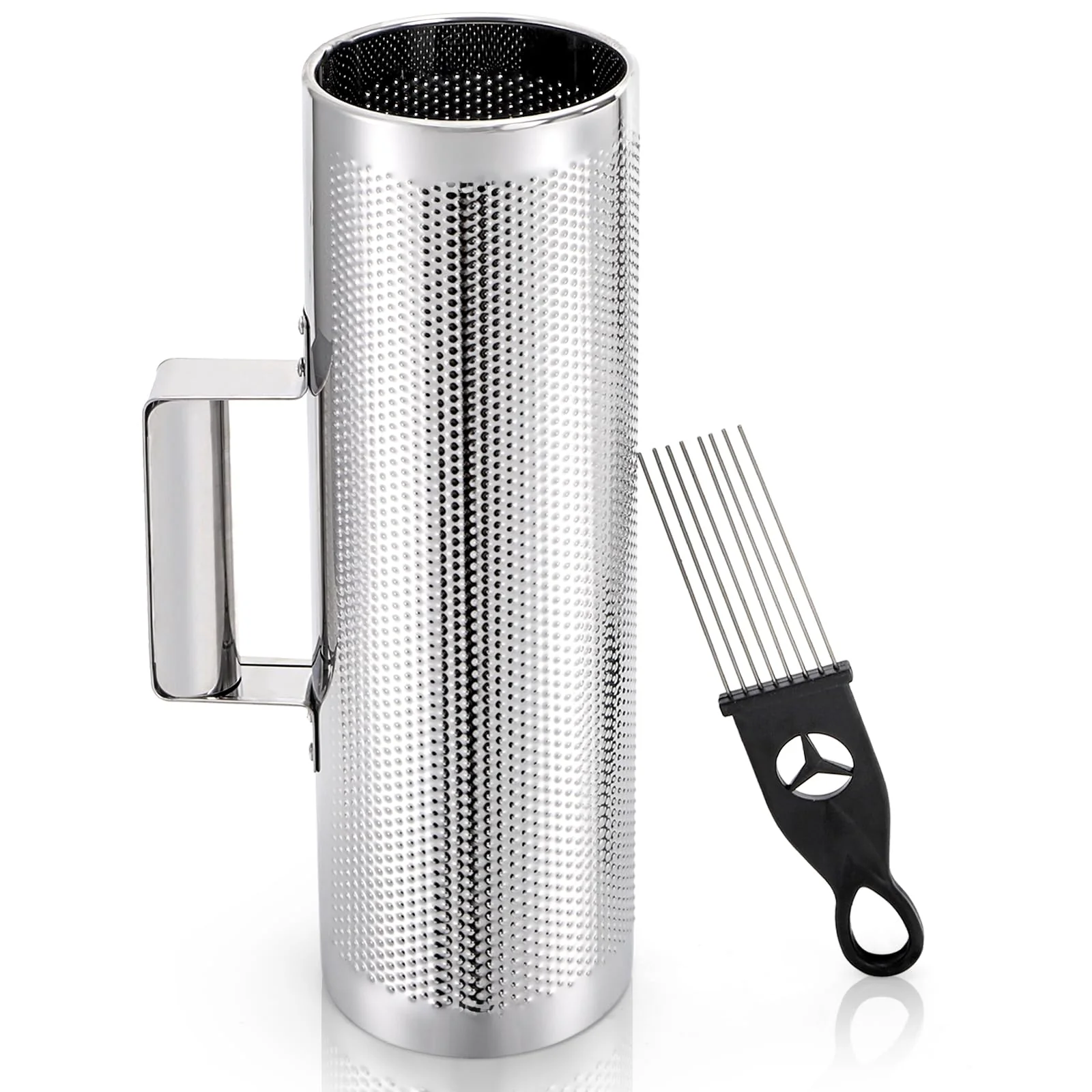 Foraineam Stainless Steel Guiro with Scraper, 12" x 4" Professional Latin Hand Percussion Instrument, Band Accompaniment Musical Training Tool Metal Guiro Shaker Instrument