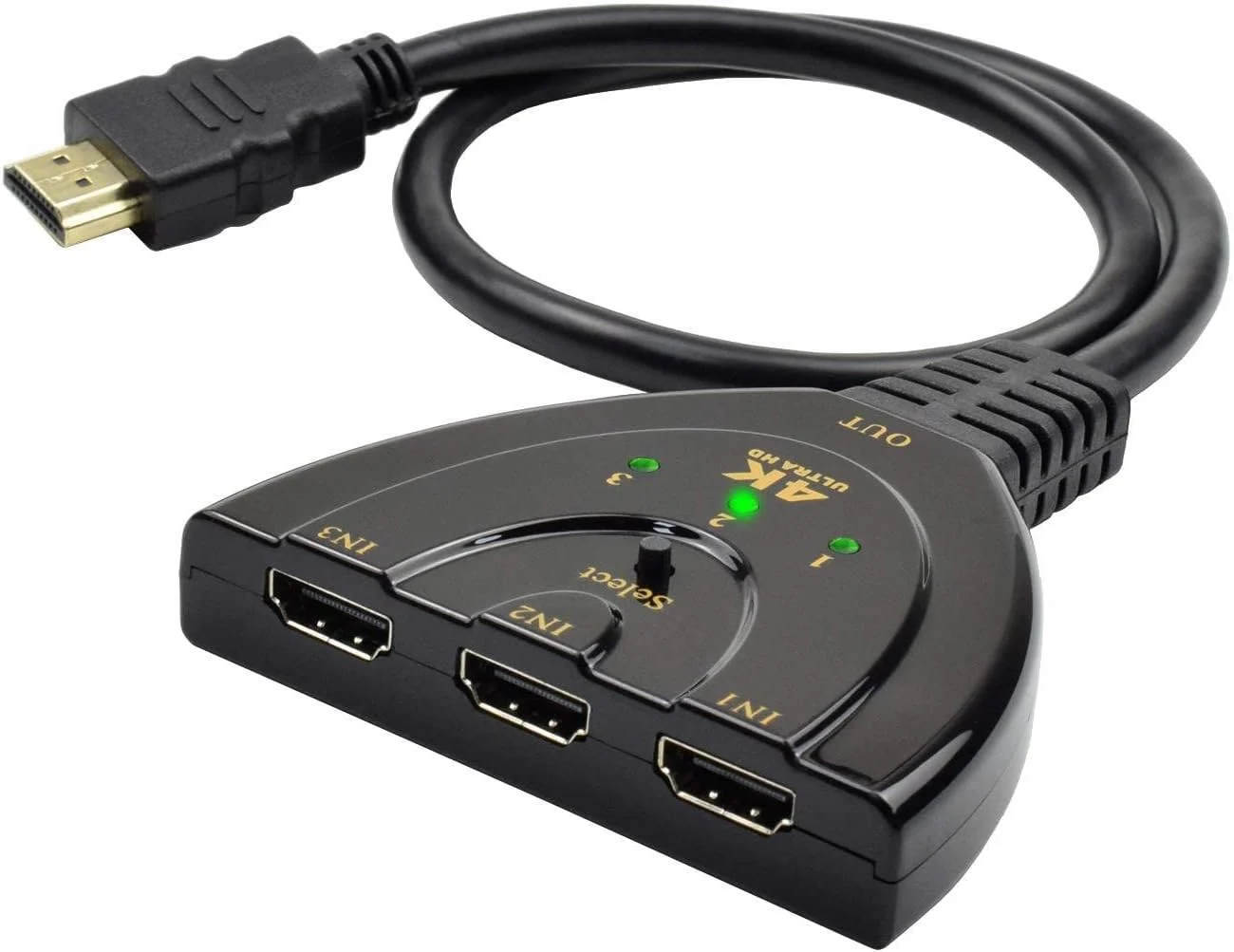 Fosmon 4K HDMI Switch 3 in 1 out 4K@30Hz, 3-Port HDMI Splitter Hub Switcher Auto Switching UHD 3D HDR HD 1080P HDCP, for HDTV, PS5/4, Xbox, Fire Stick 3-Port / 4K@30Hz