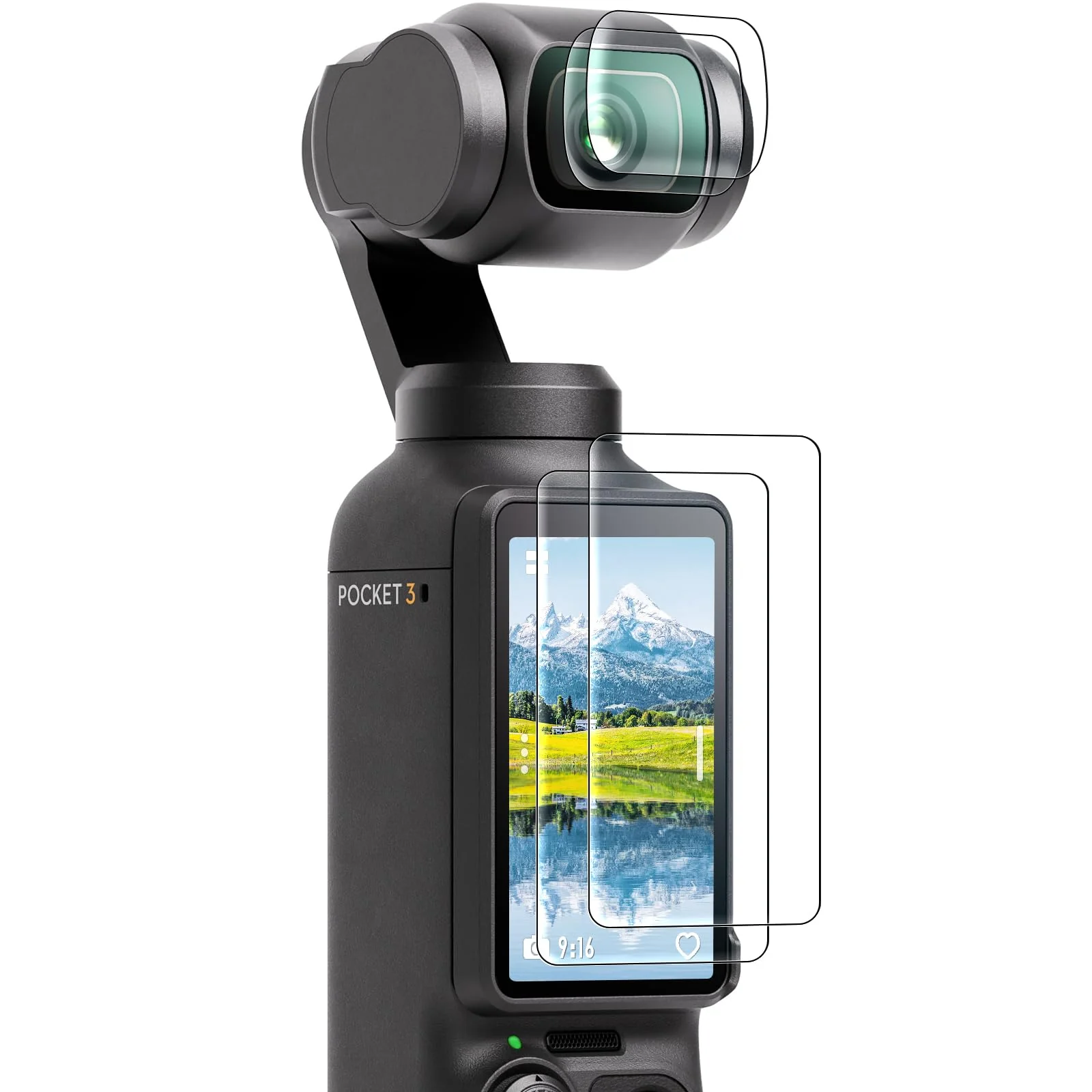 FPVtosky 2 Lens Protector + 2 LCD Screen Protector for DJI Osmo Pocket 3, DJI Pocket 3 OP3 Tempered Glass Film Accessories, 9H Hardness, Touch Sensitive, Full Screen Protection