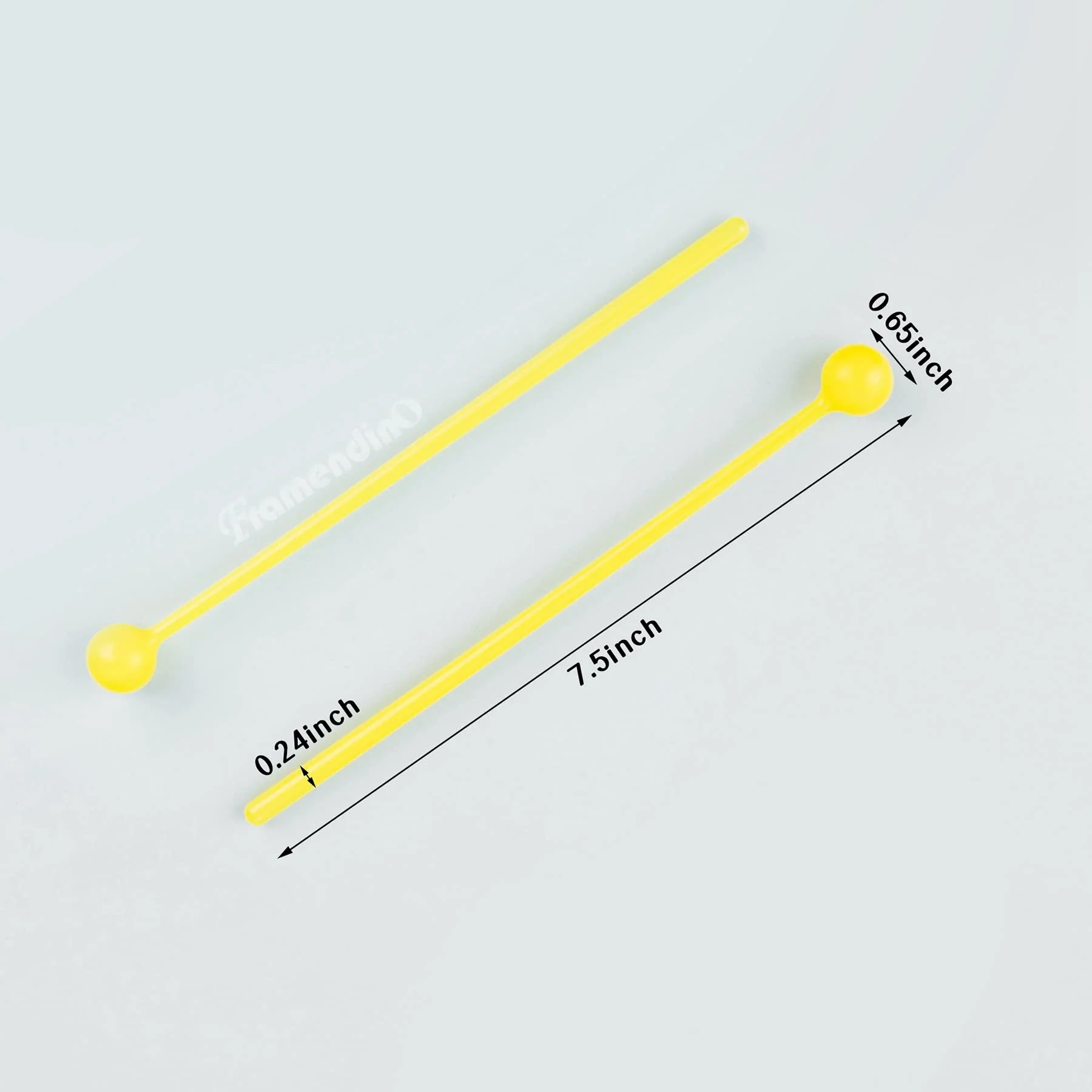 Framendino, 10 Pack Plastic Bell Mallets Solid Drum Percussion Sticks Hammer for Drum Chime Xylophone Yellow - Image 2