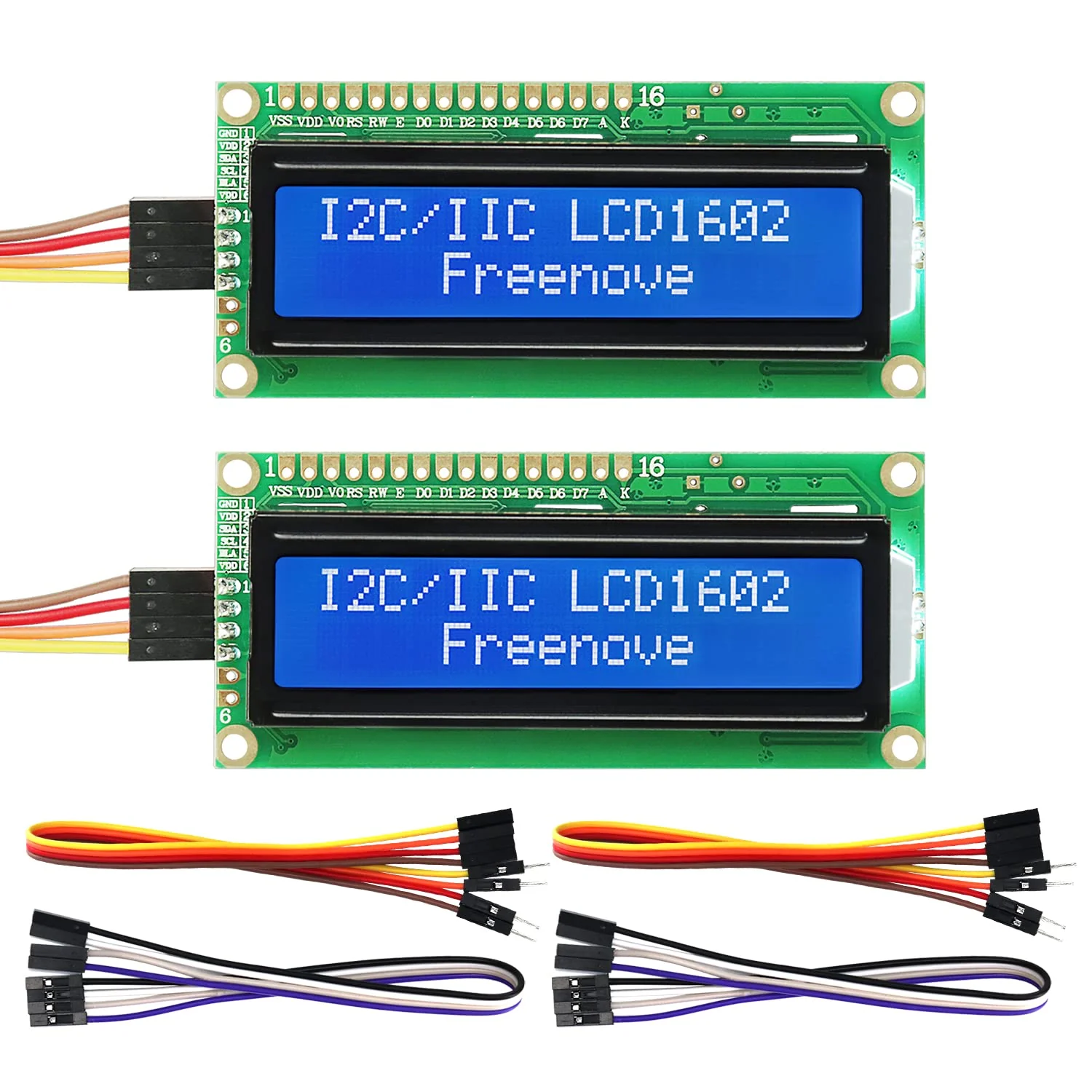 FREENOVE I2C IIC LCD 1602 Module (2 Pack), New Type TWI Serial 16x2 Display, Compatible with Arduino Raspberry Pi Pico ESP32 ESP8266 I2C 1602 2 Pack